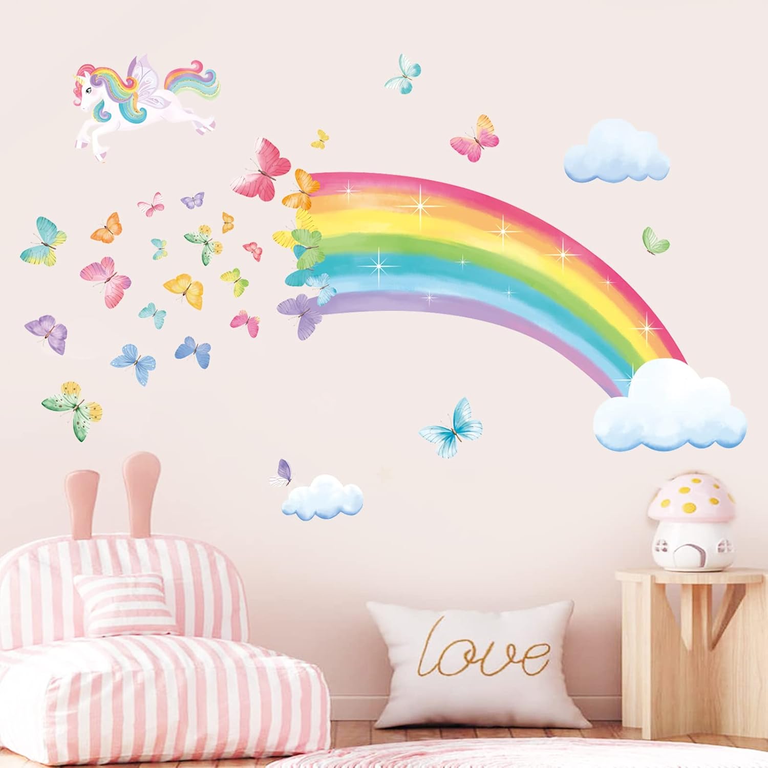 decalmile Rainbow Wall Decals for Girls Bedroom