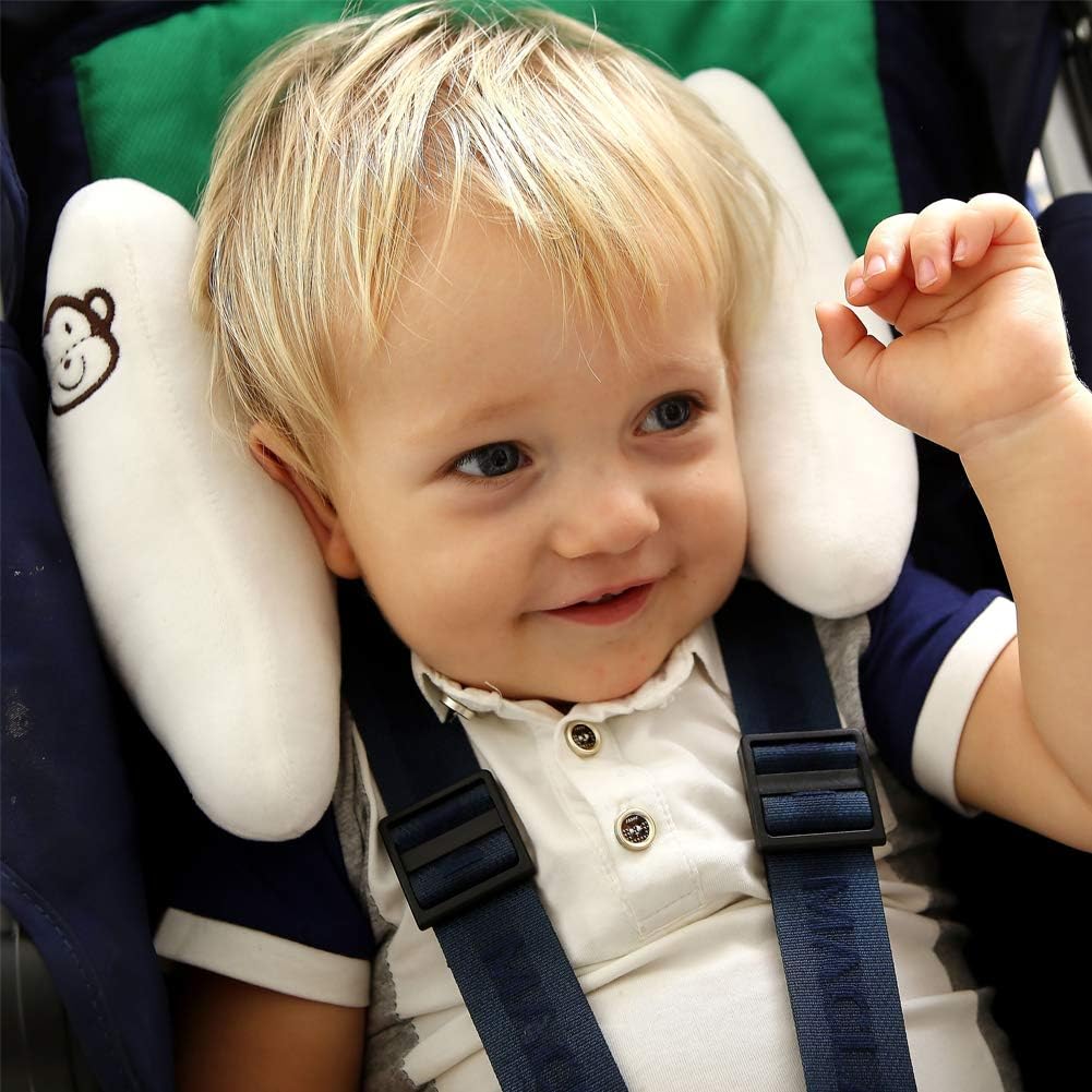 Inchant Adjustable Baby Head Neck Support - Travel Car Seat Safety Pillow for Toddlers and Infants