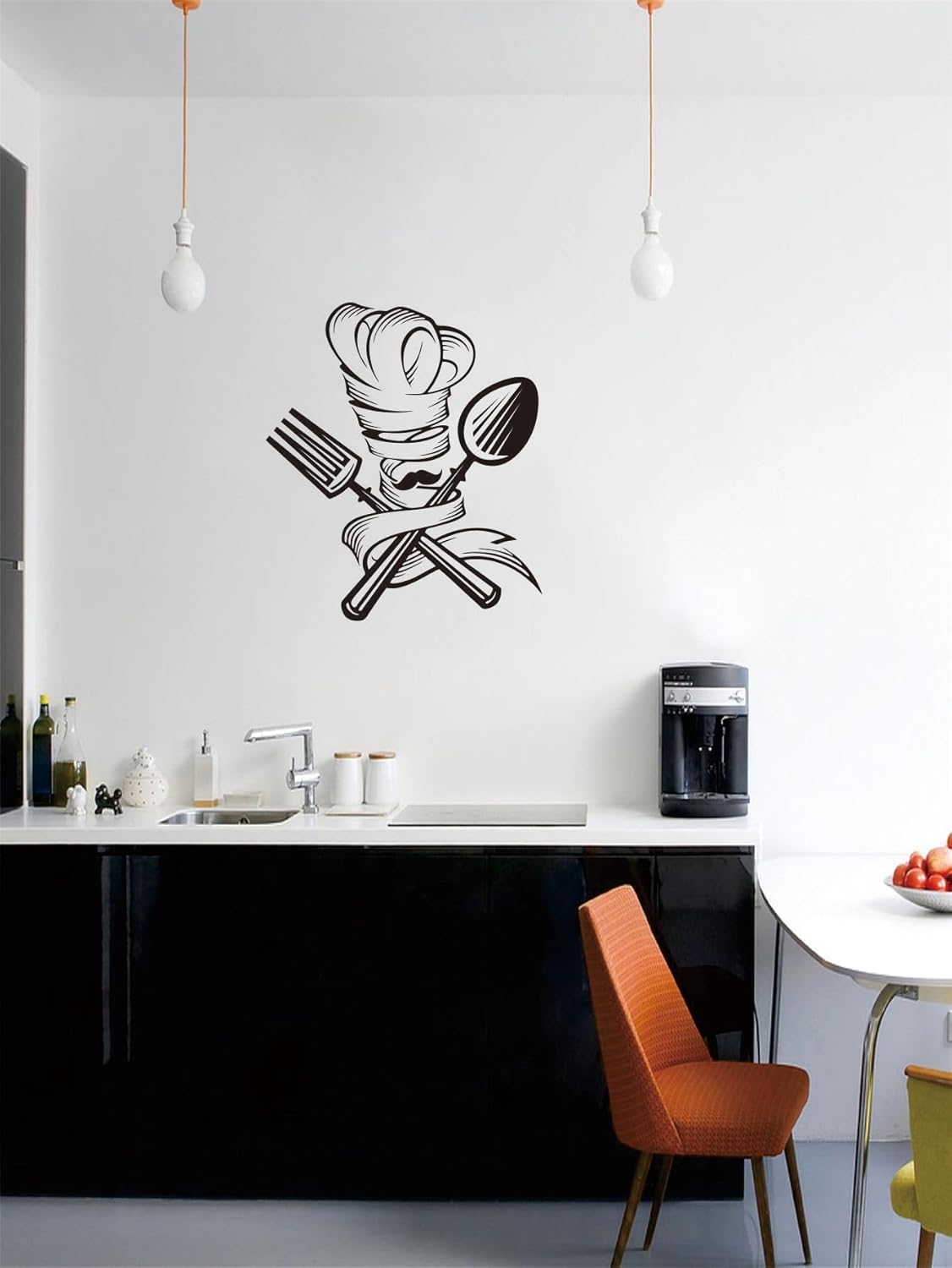 Whimsical Chef Wall Sticker - 17x19 Inches Black