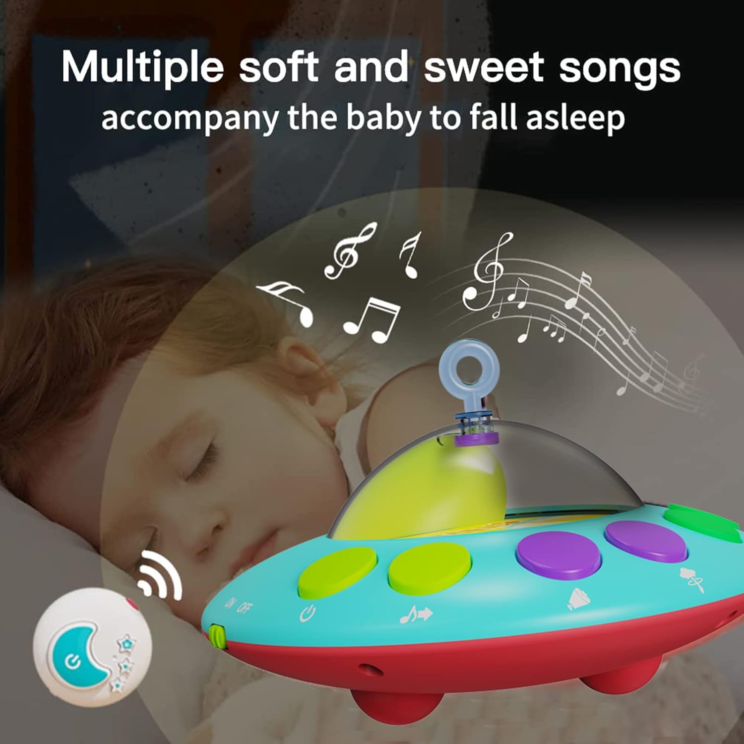 Eners Baby Crib Mobile with Music and Lights Red