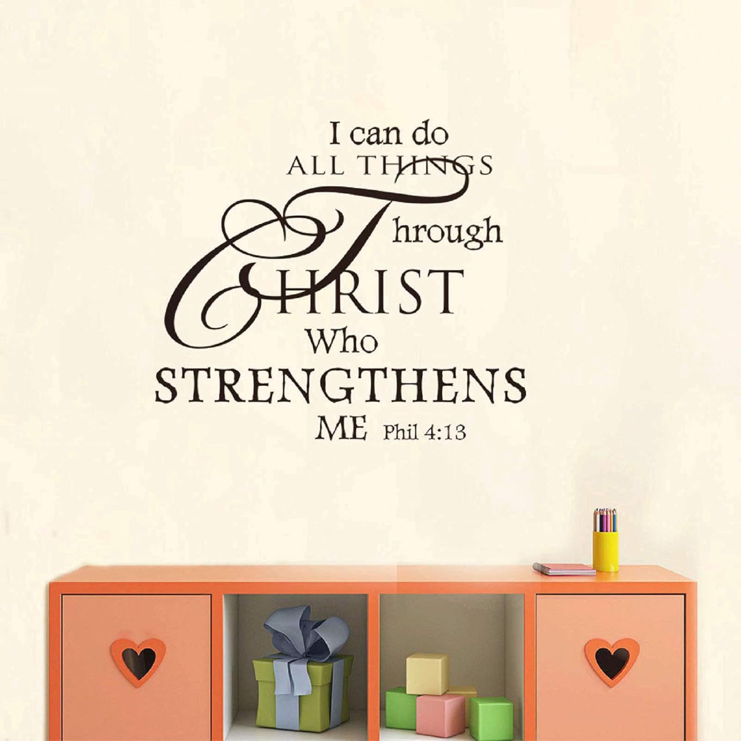 Inspirational Wall Decor Quote Sticker I Can Do All Things Through Christ