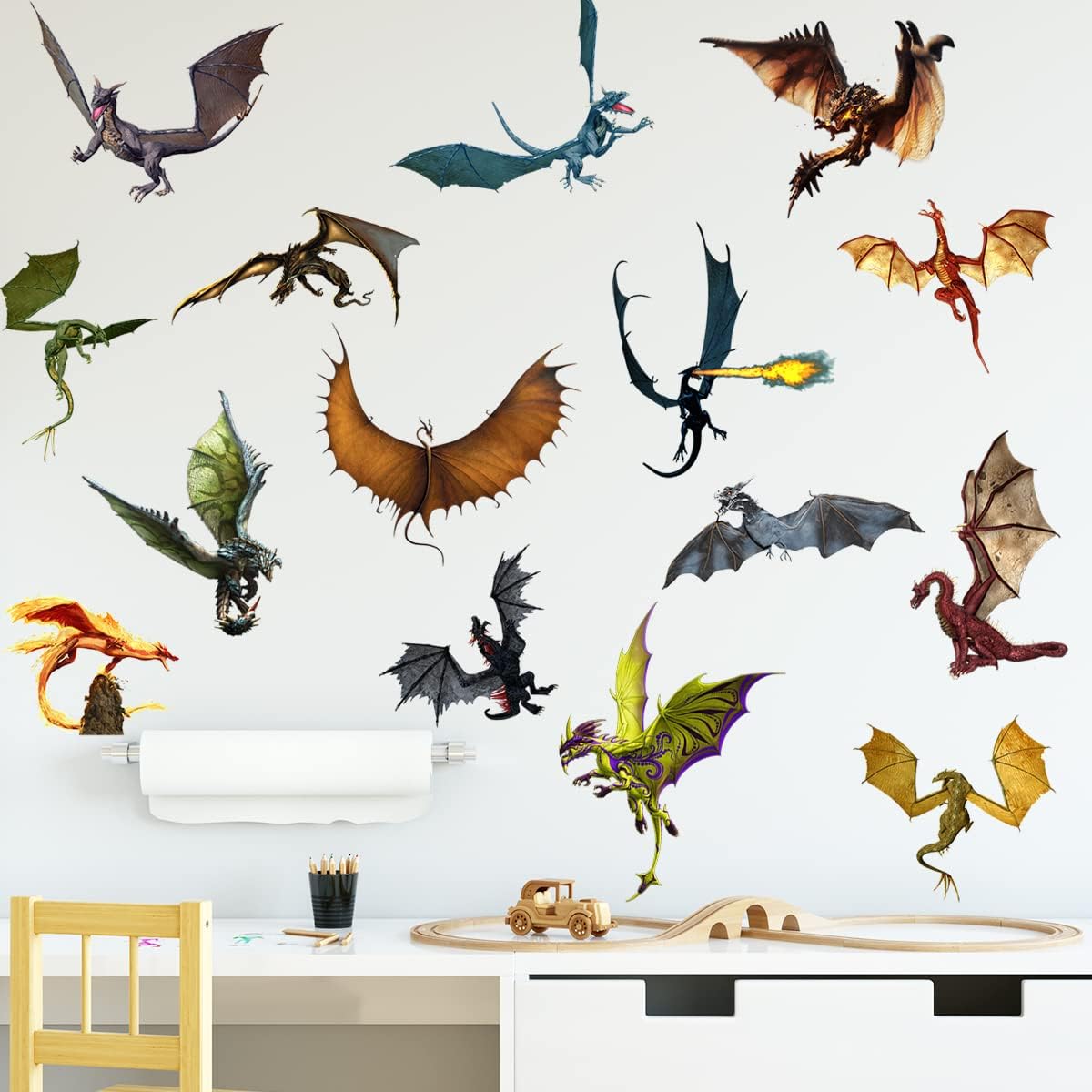 3D Fantasy Dragon Wall Decal for Kids Room Decor