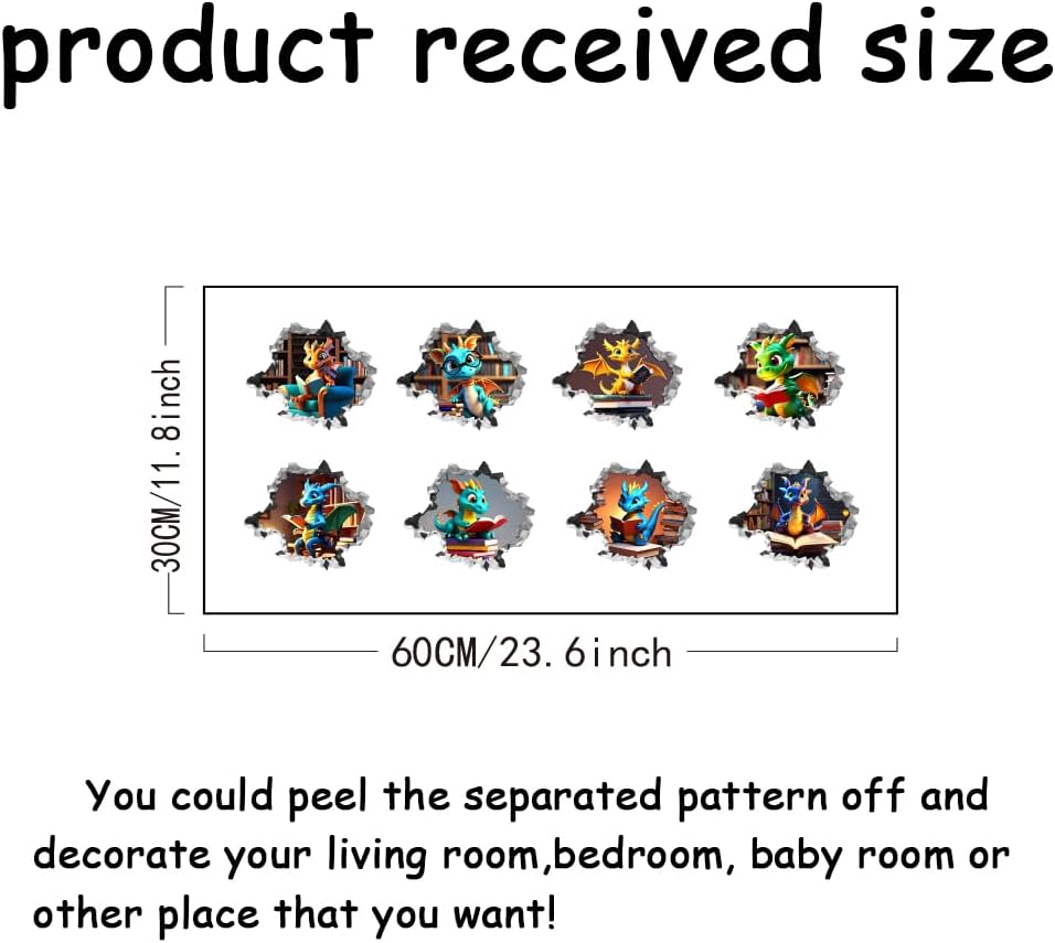 SUPERDANT 3D Dragon Wall Decal for Kids Room Decor