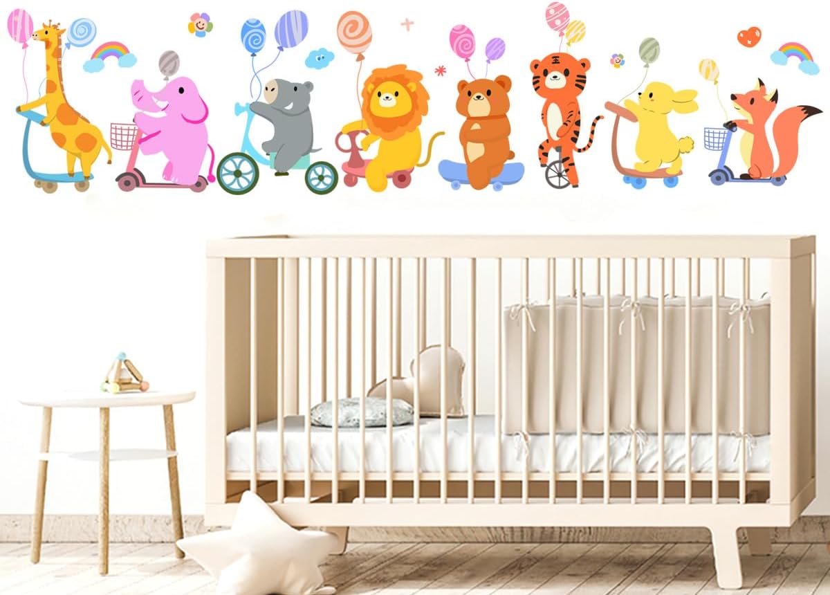 Colorful Animal Wall Decals for Playrooms and Nurseries