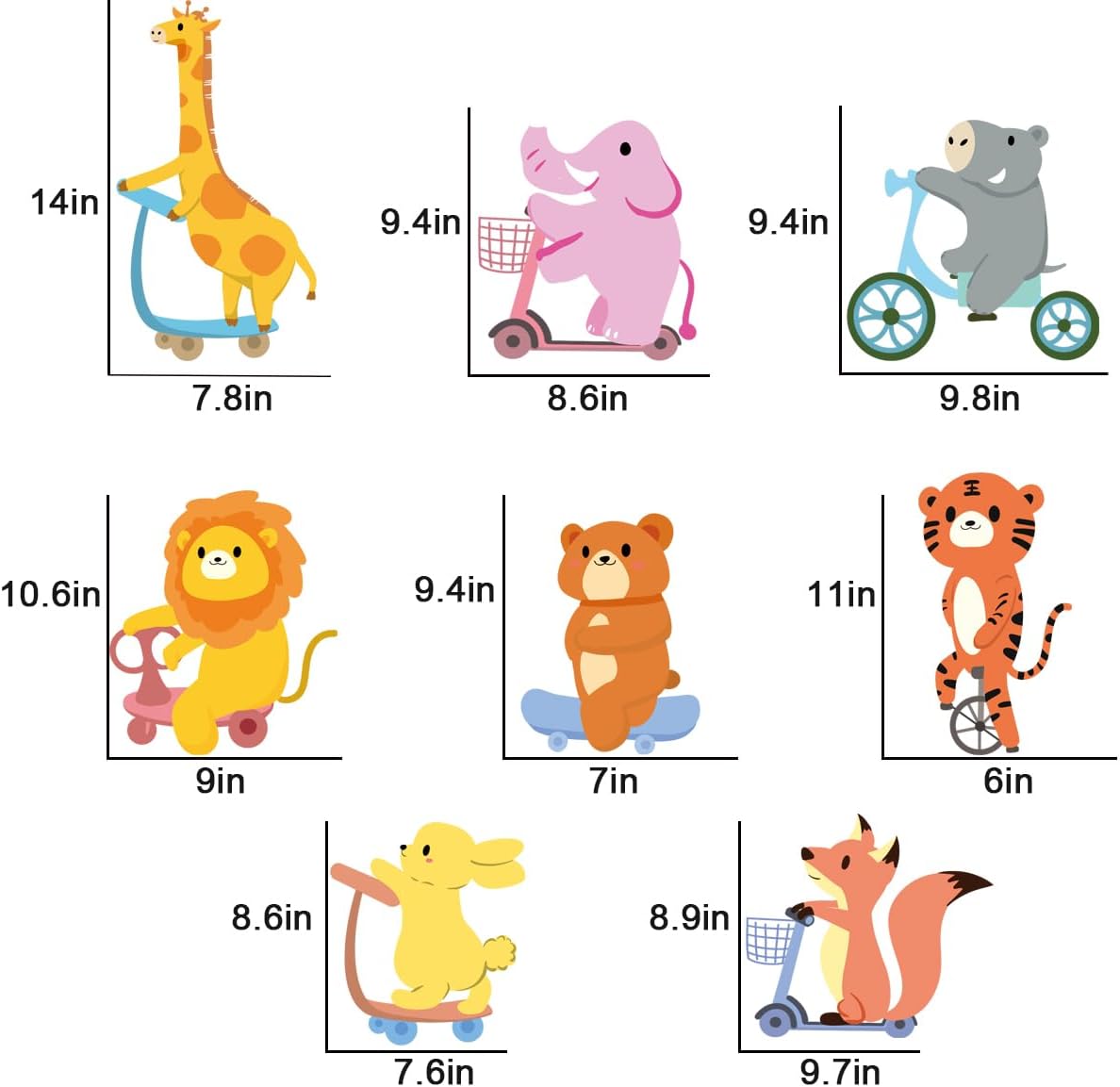 Colorful Animal Wall Decals for Playrooms and Nurseries