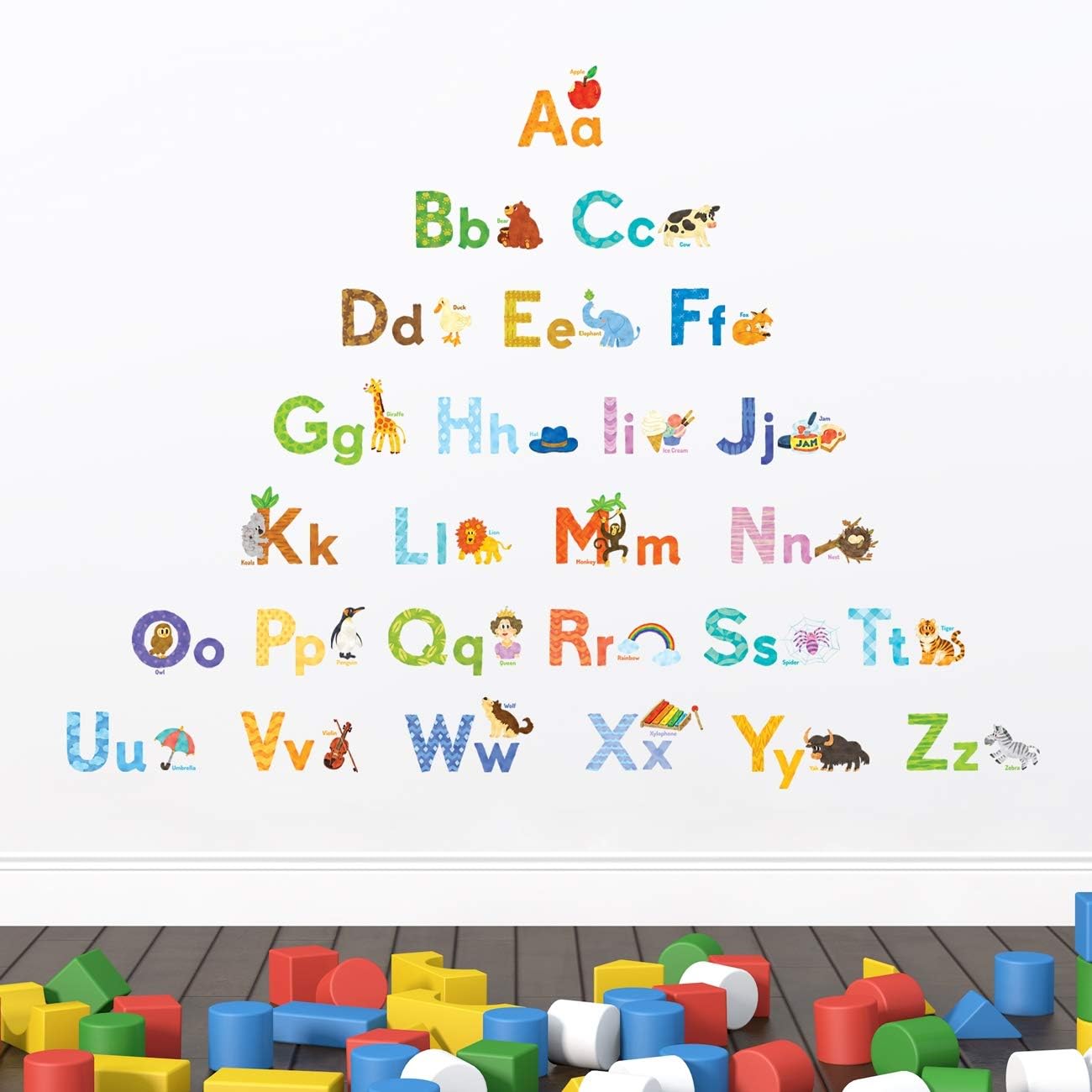 DECOWALL DS8-1608 Watercolor Animal Alphabet Wall Stickers