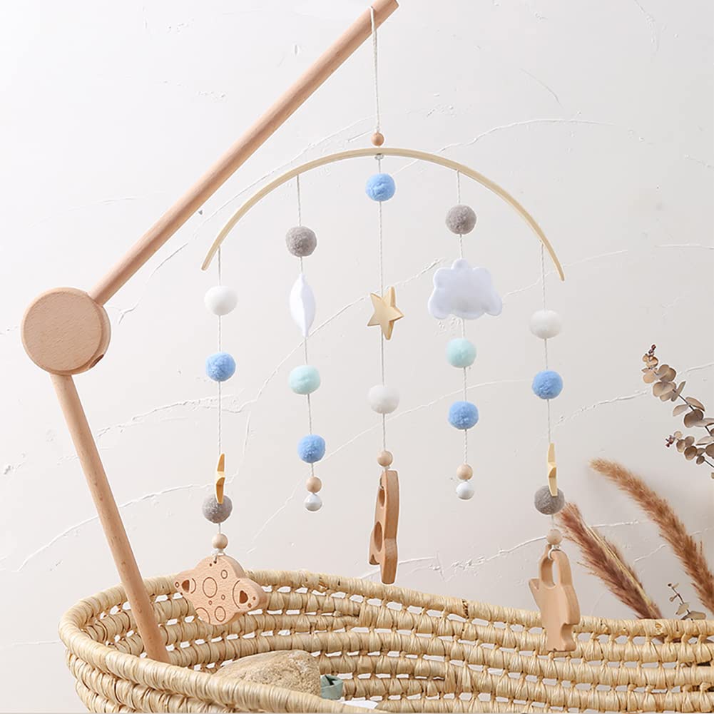 Baby Musical Crib Mobile with Rotating Wooden Pendant