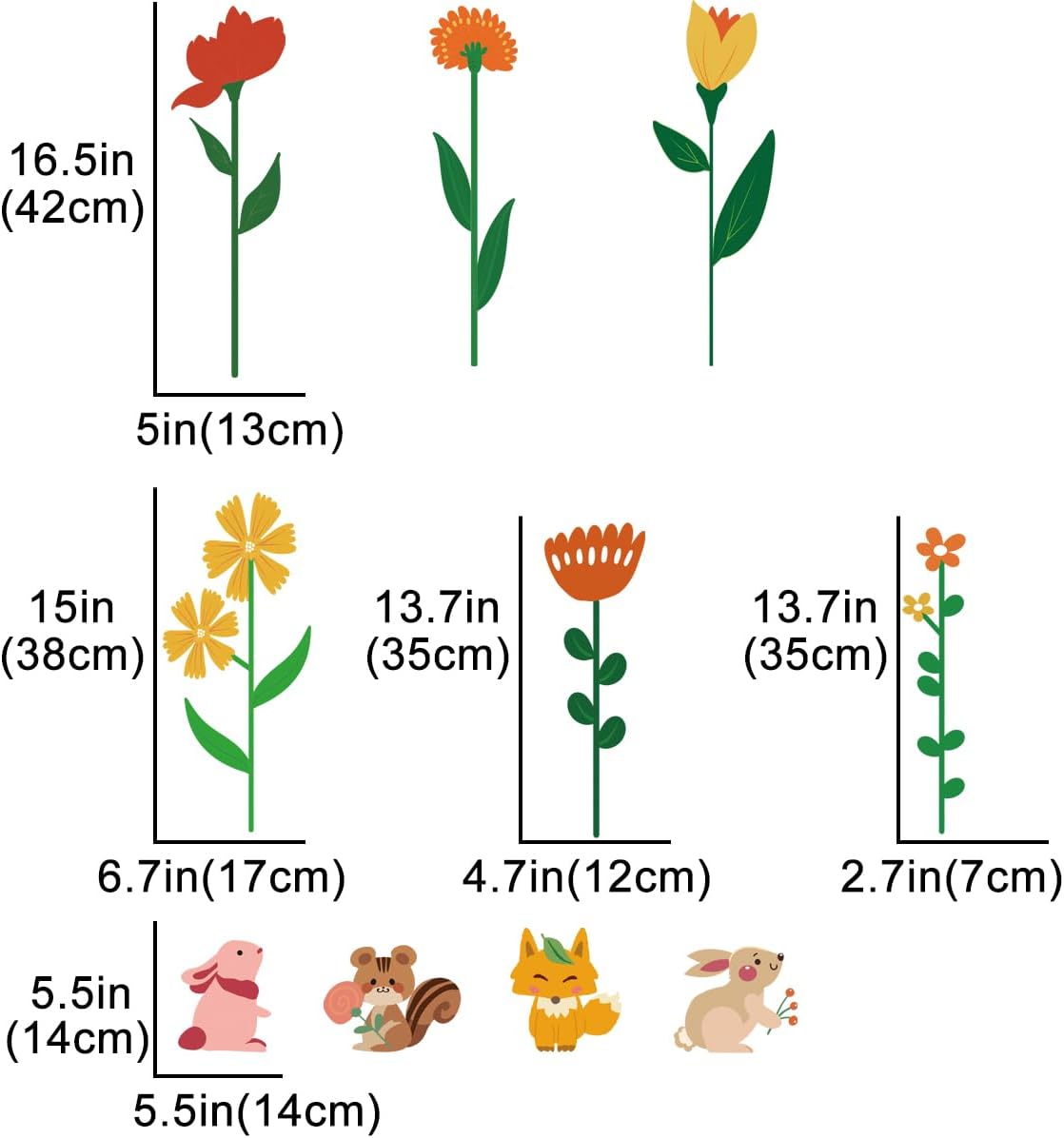 Colorful Flowers Wall Stickers for Girls Room