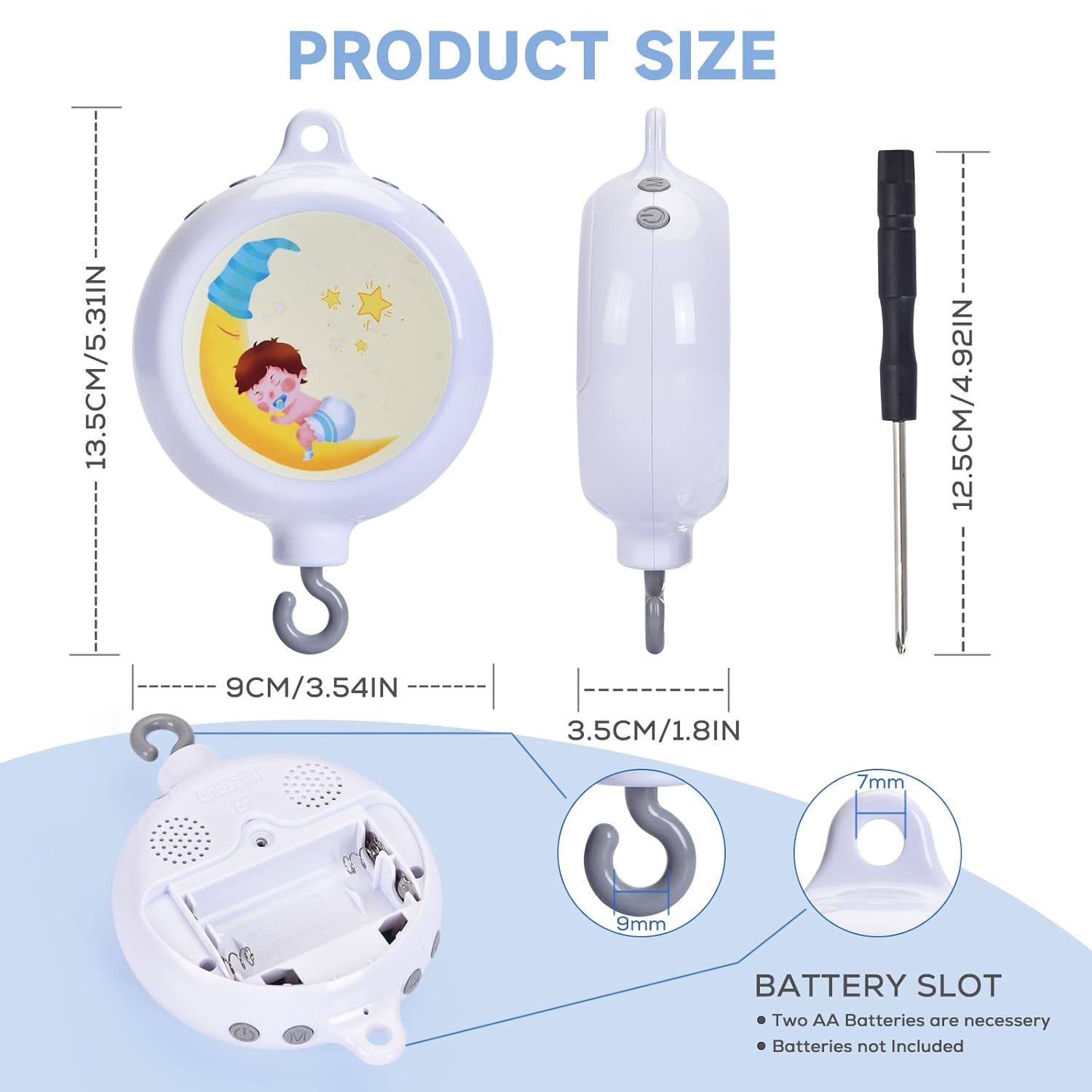 Baby Crib Mobile Arm Holder - White