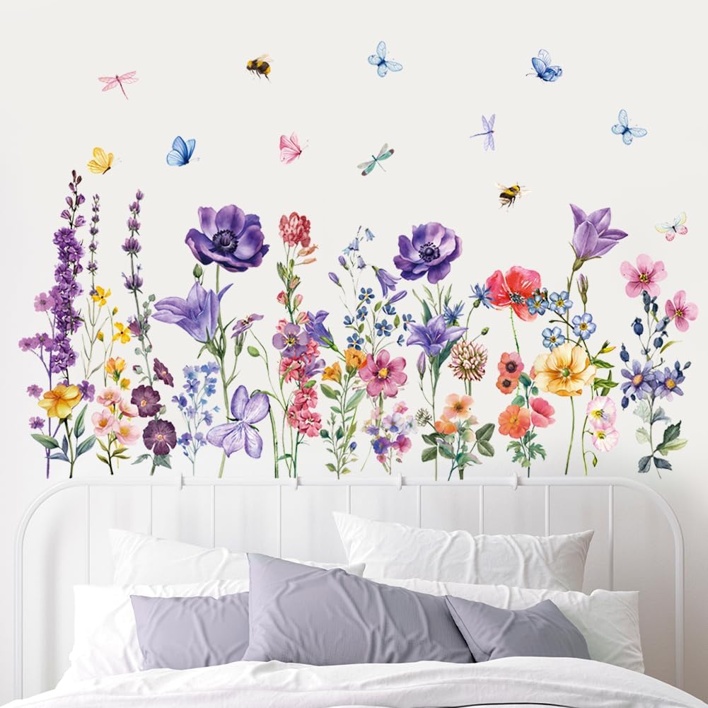 Colorful Wildflower Wall Stickers for Nursery and Kids Room