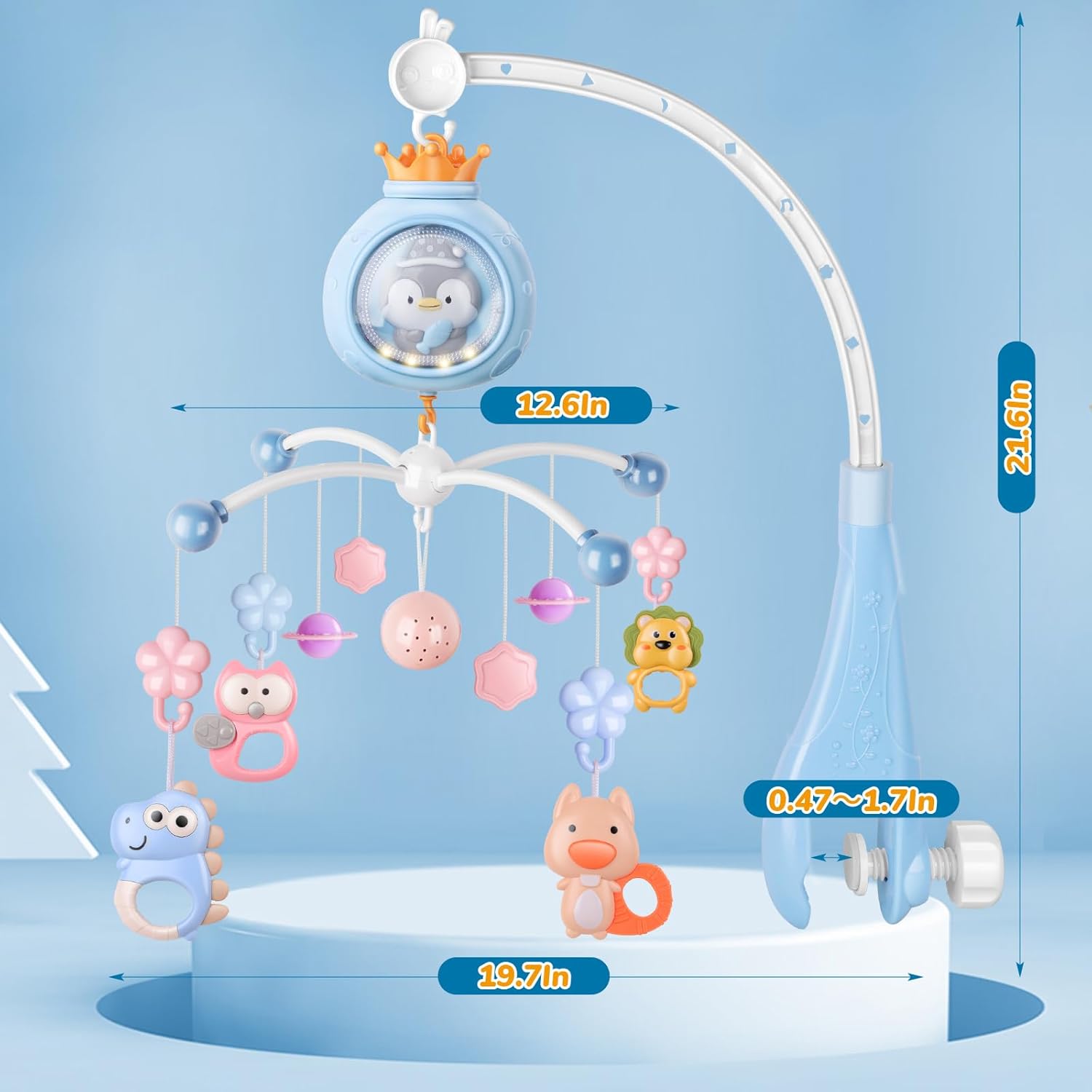 Crib Mobile with Music and Lights for Baby