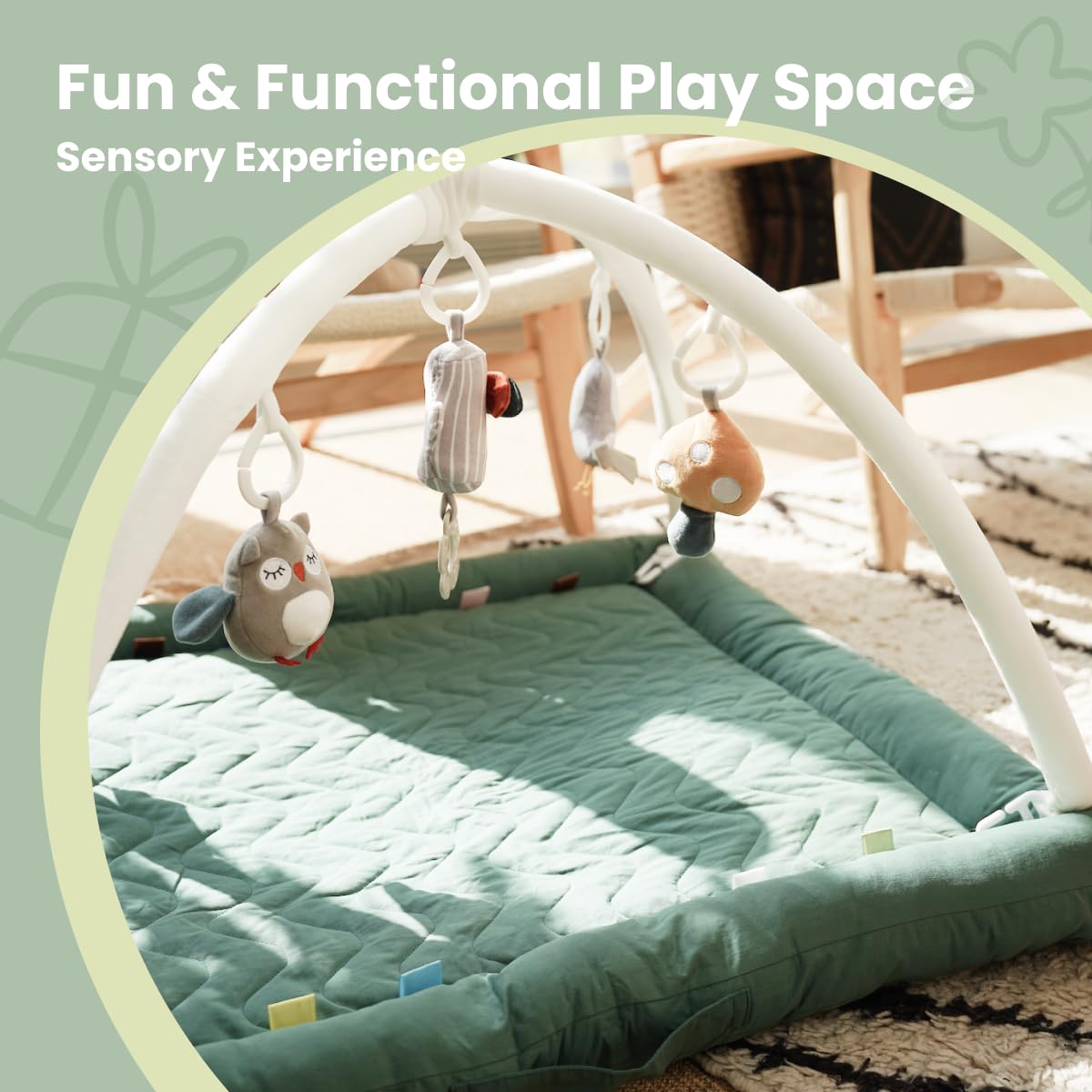 CooCooBaby Play Gym with 5 Sensory Toys