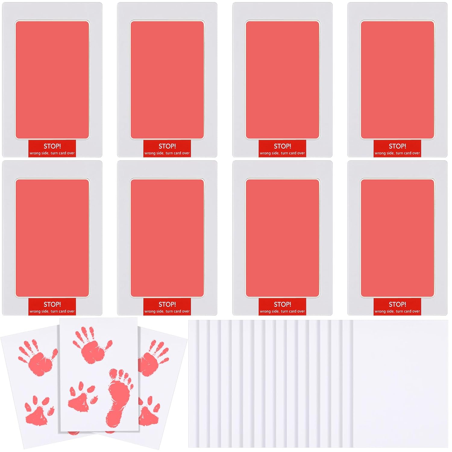 Jetec 8 Inkless Baby Footprint and Handprint Kit with Imprint Cards Pink