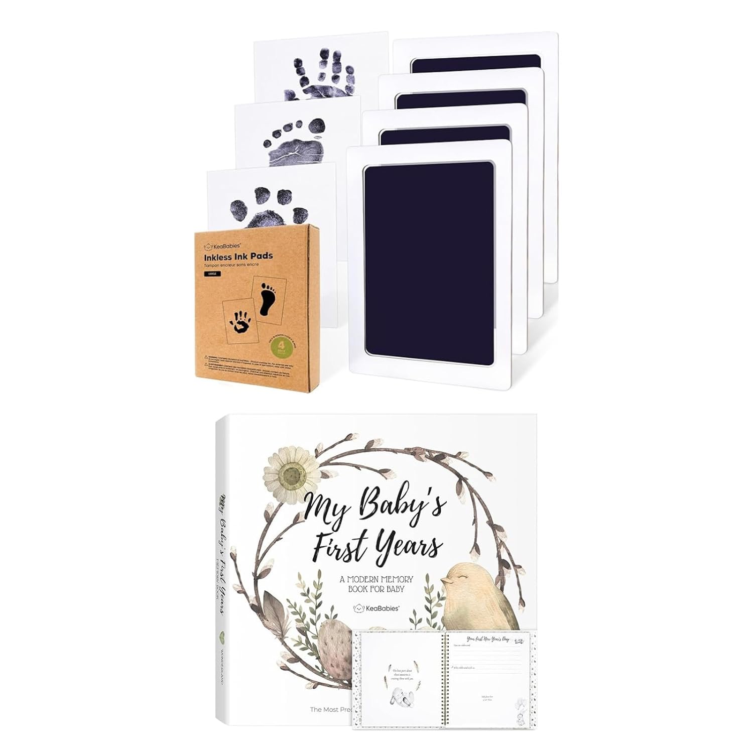 KeaBabies Hand Footprint Kit with Memory Book