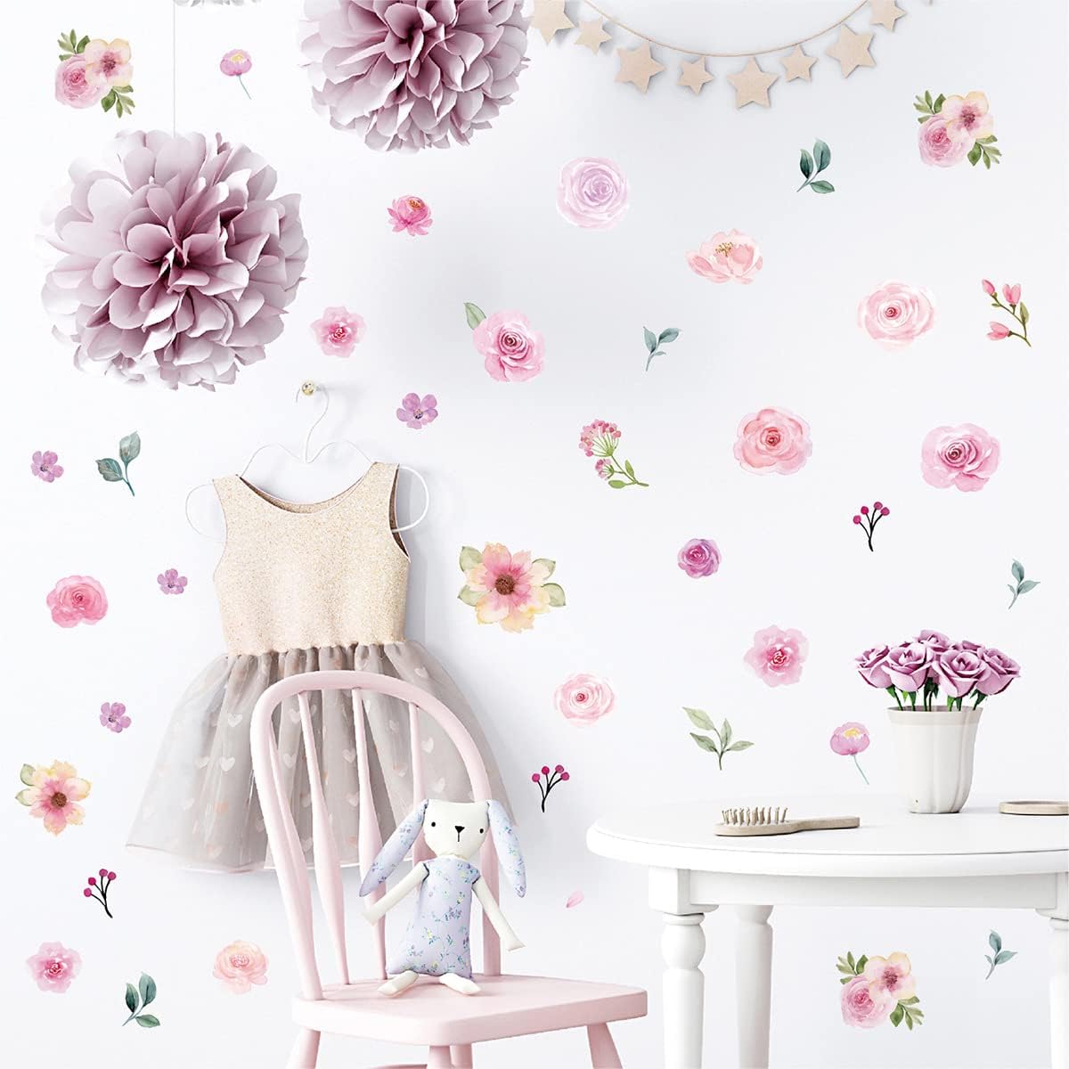AOWDIAO 60 Pcs Flower Peel and Stick Wall Decals