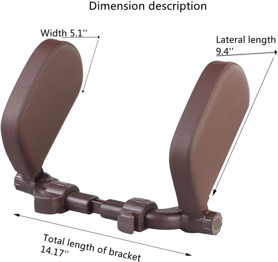 Car Headrest Pillow 360 Adjustable PU Leather Head Neck Support for Kids and Adults