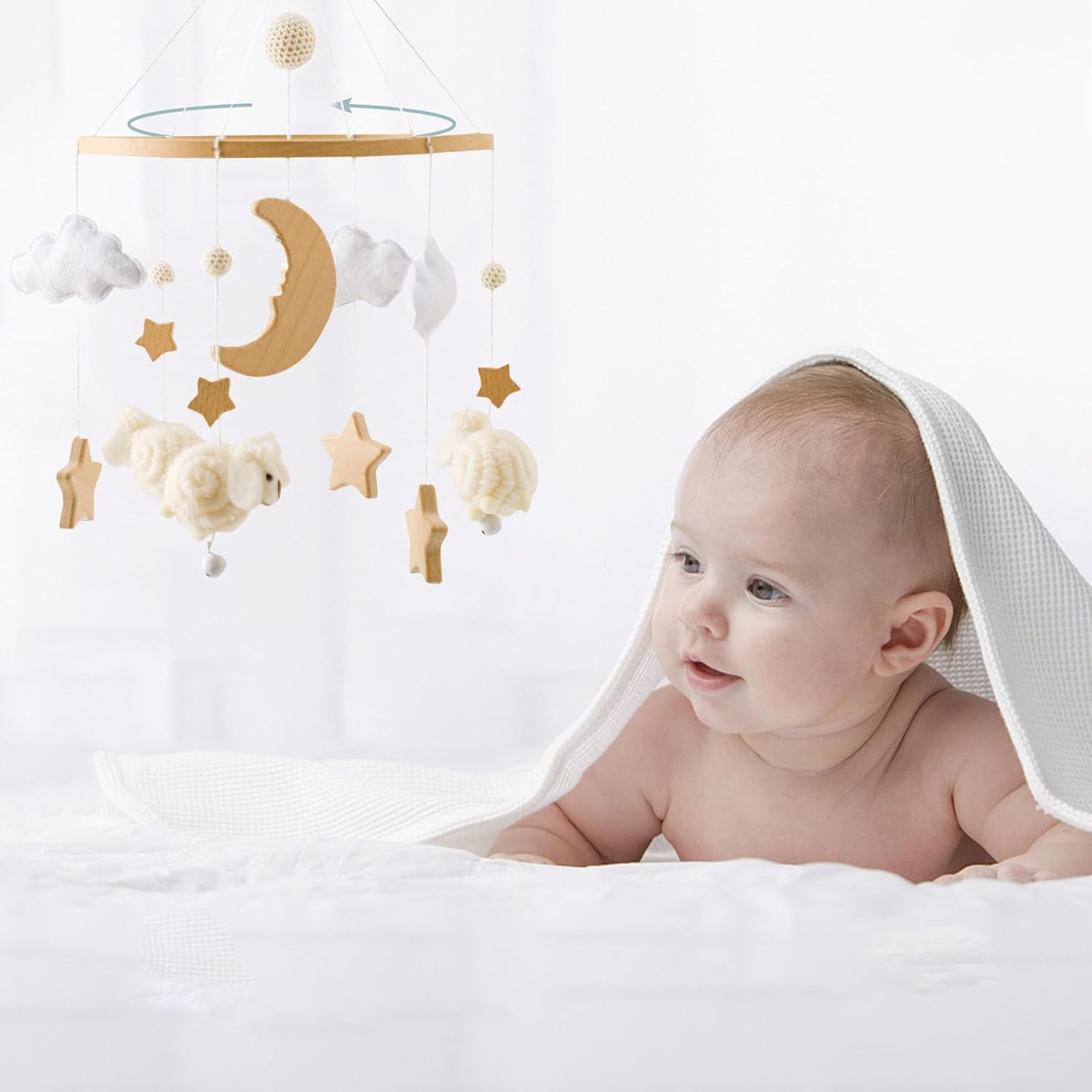 2025 Bohemian Style Baby Mobile with Clouds Moon Sheep