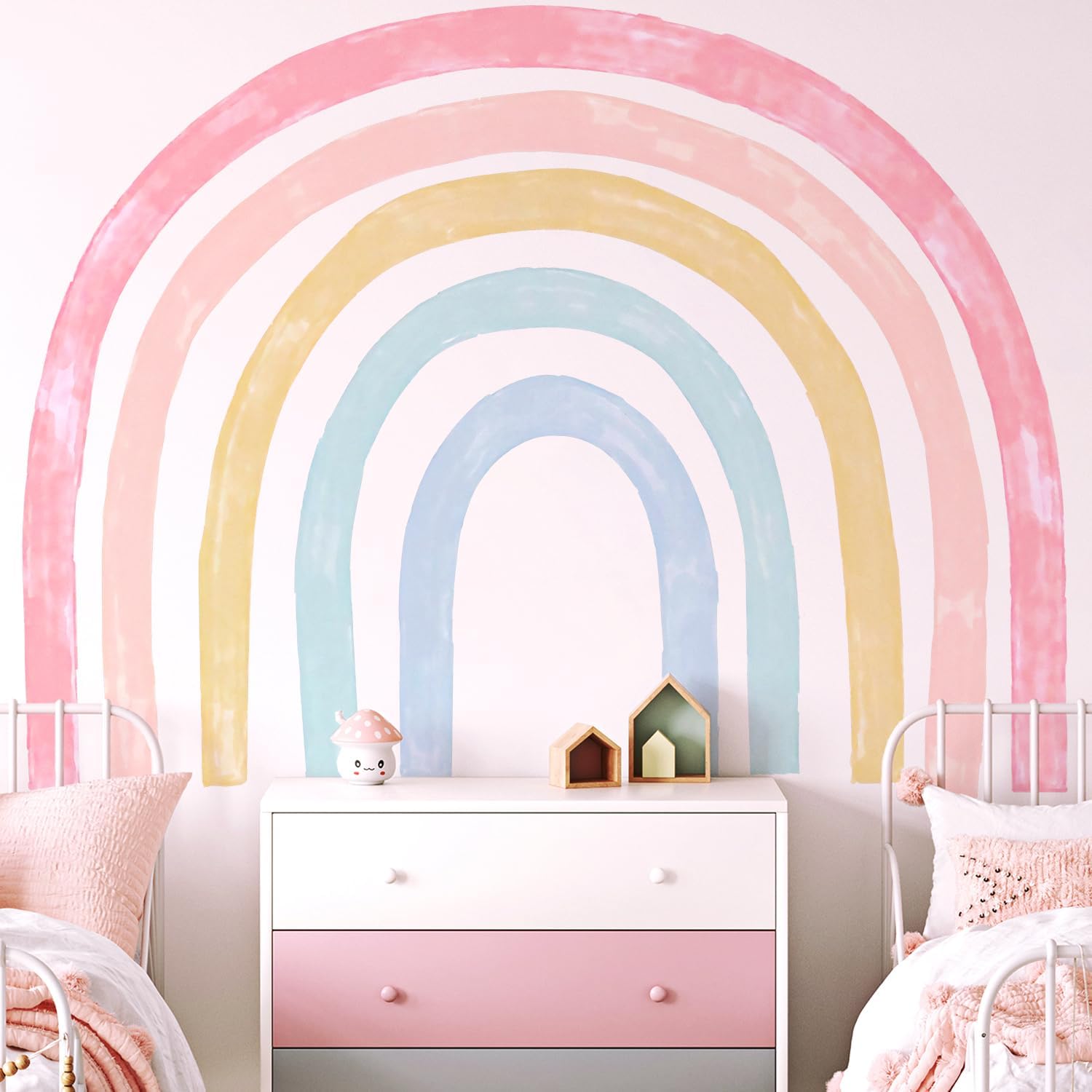 Kingarch Large Watercolor Rainbow Wall Decals