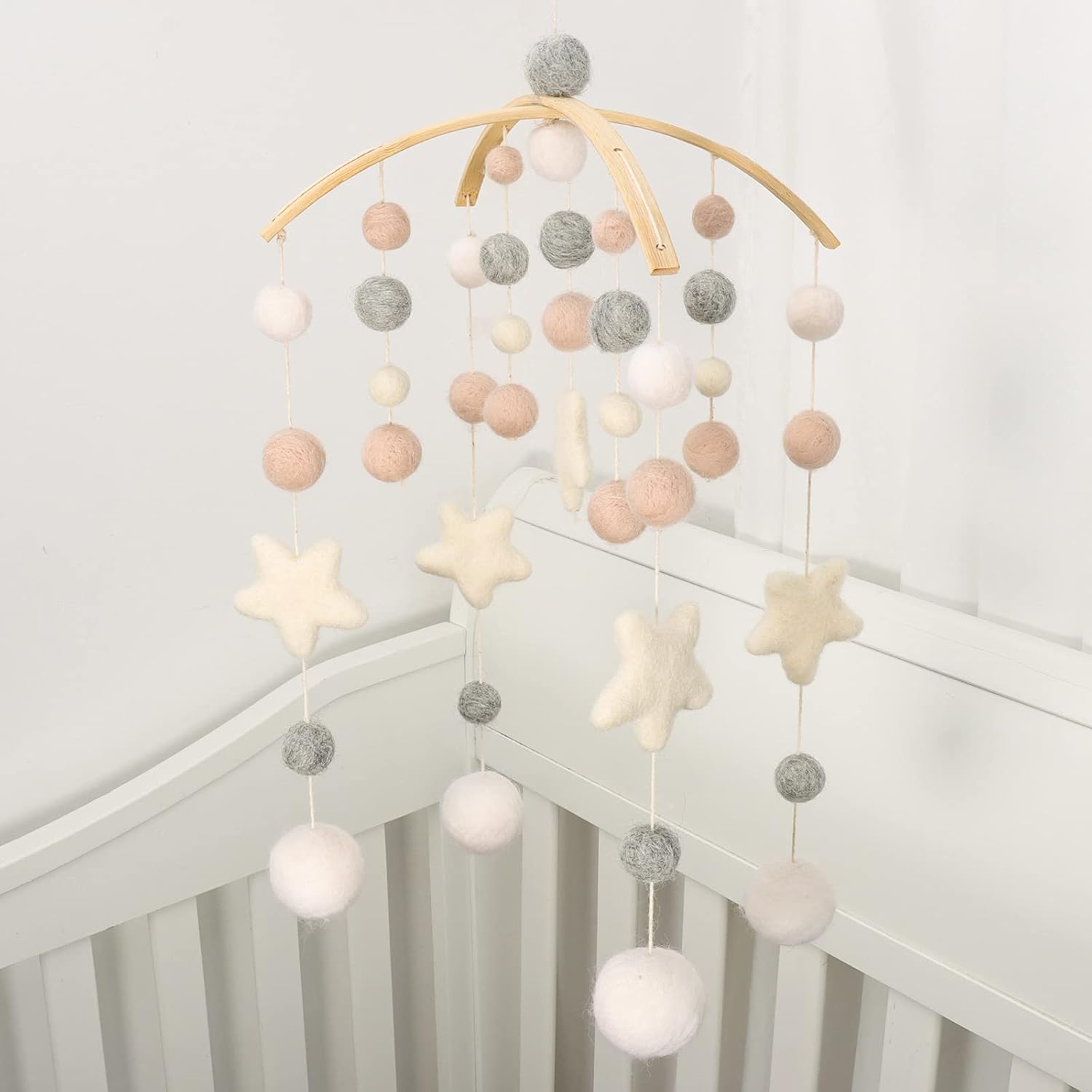Boho Baby Mobile - Gender Neutral - Felt Ball Decor