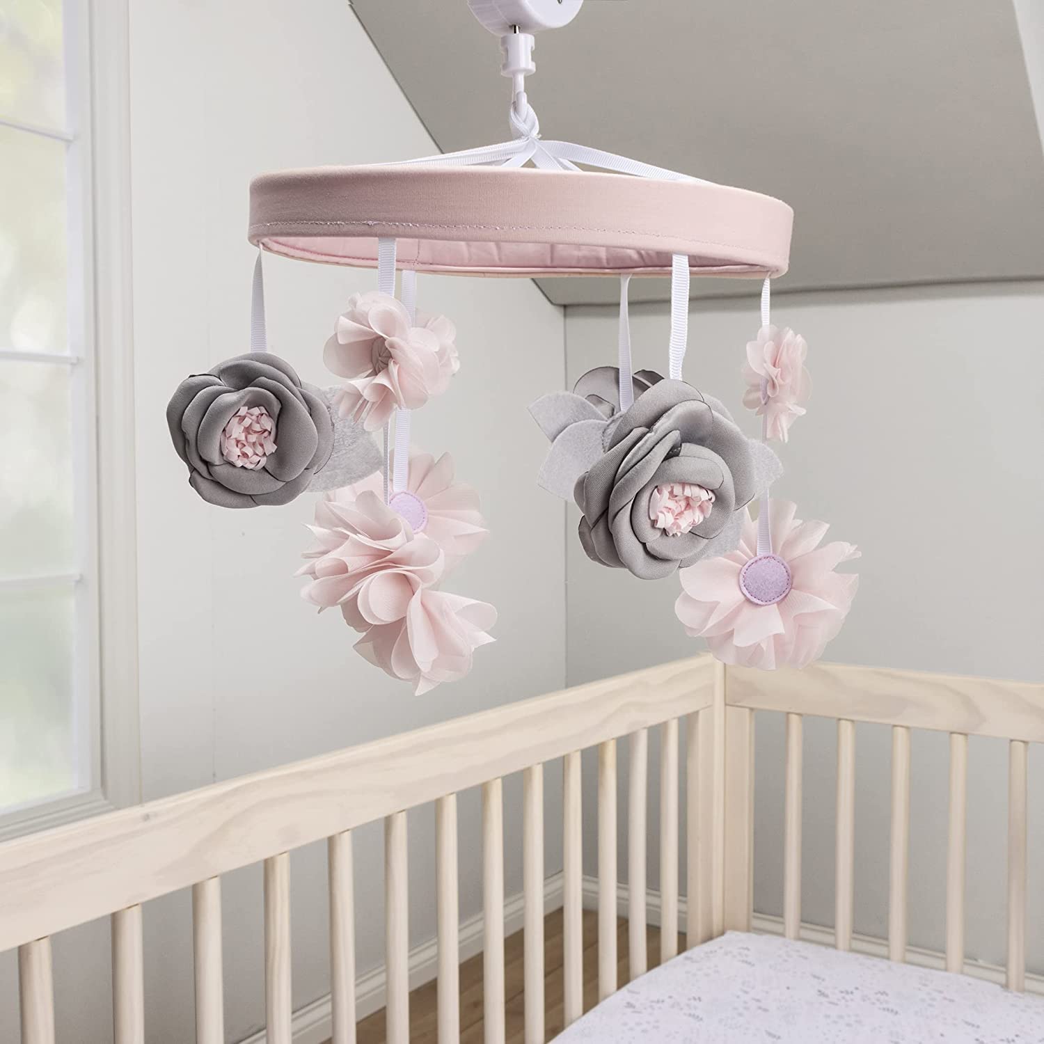 Sammy Lou Pink Floral Crib Mobile with Music