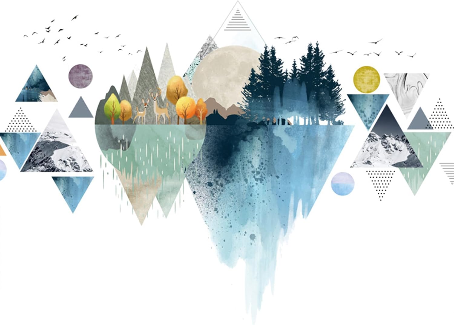Nordic Geometric Wall Stickers 3D Peel and Stick Murals