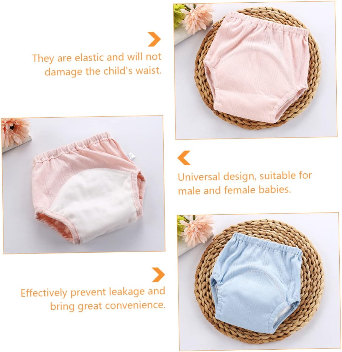 2 Pack Baby Training Pants Cotton Reusable Diaper Covers for Potty Training