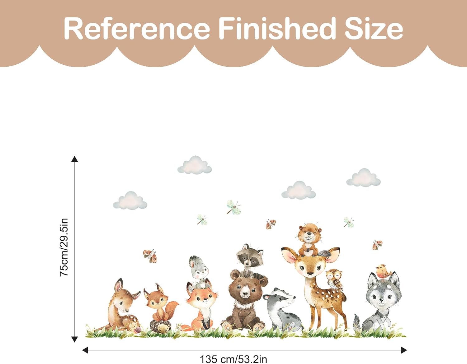 Tanlaby Jungle Animals Wall Stickers for Kids Room Decor