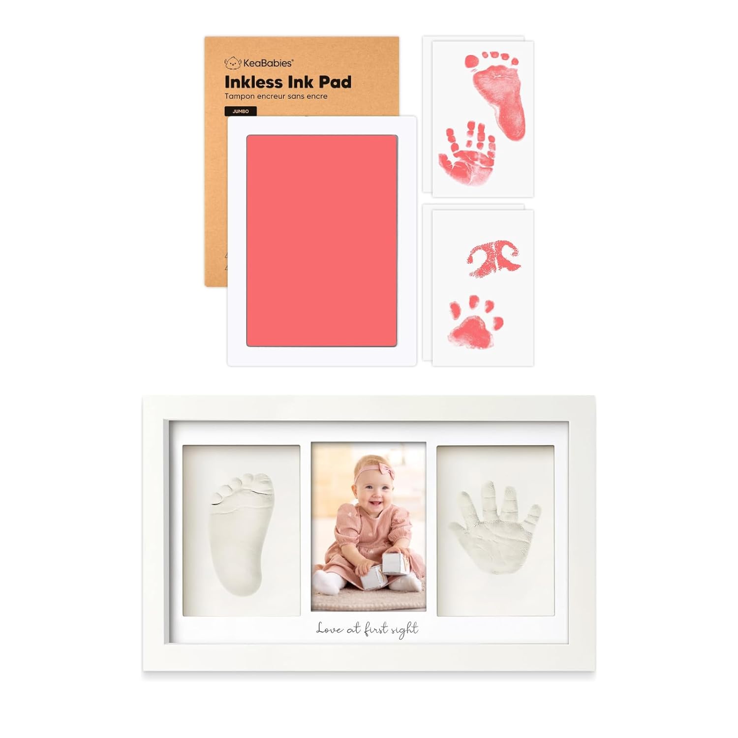 KeaBabies Inkless Hand and Footprint Kit with Frame
