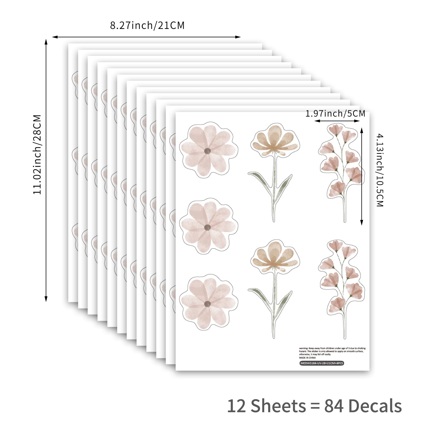YouRfocus Daisy Wall Decals 84PCS Boho Flower Stickers