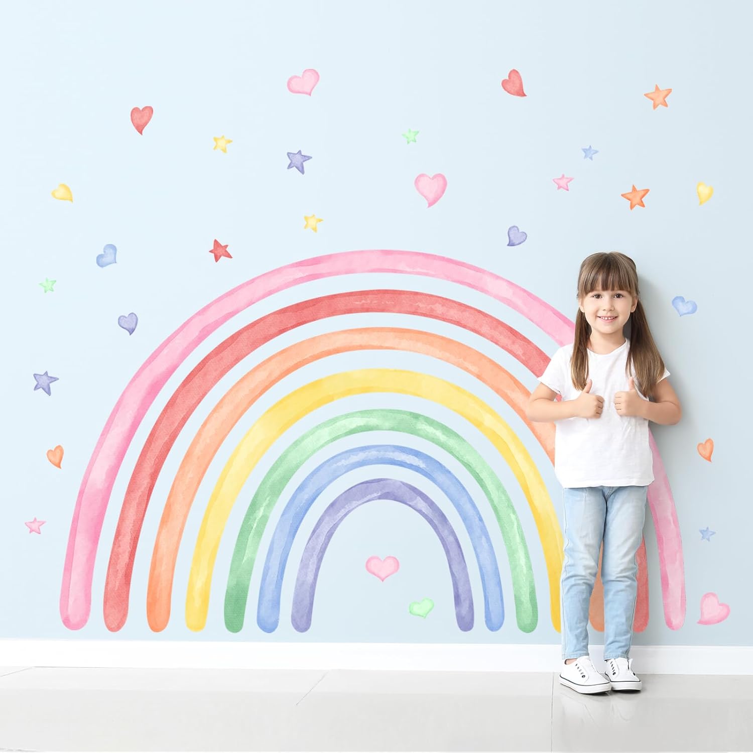 77 x 47 Rainbow Wall Decals for Kids Bedroom Playroom Classroom