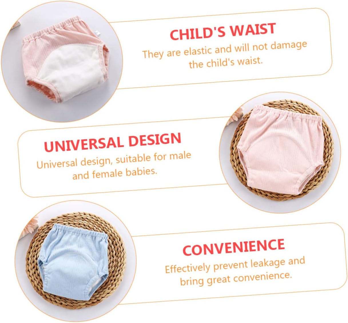 2Pcs Toddler Potty Training Underwear Reusable Cotton Diapers for Boys Girls