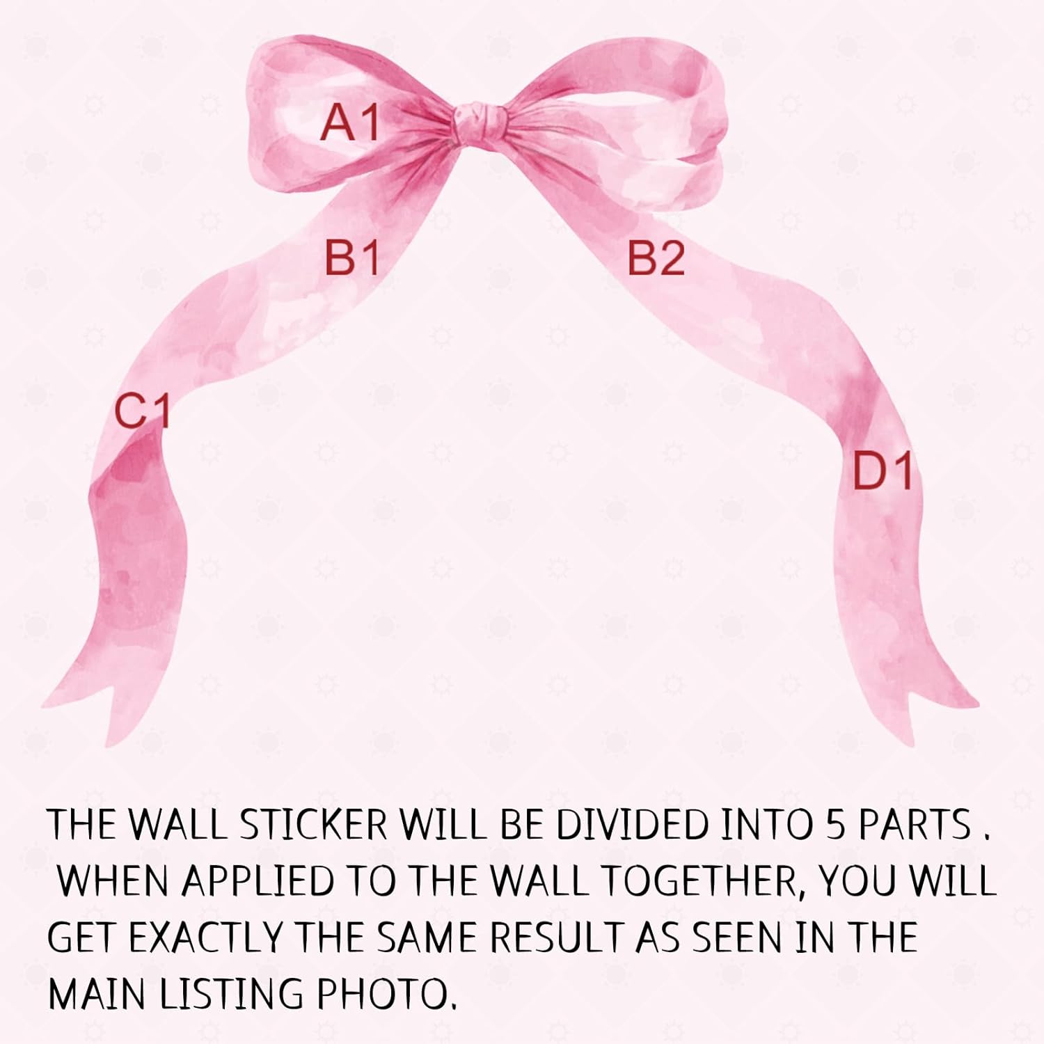 59 x 45 Inch Pink Bow Wall Sticker for Girl Room Decor