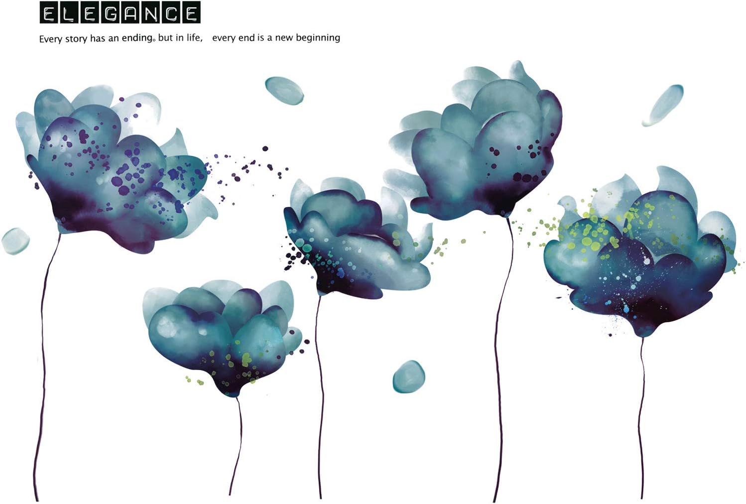 Amaonm 3D Light Blue Dream Flower Wall Sticker for Girls and Kids Rooms