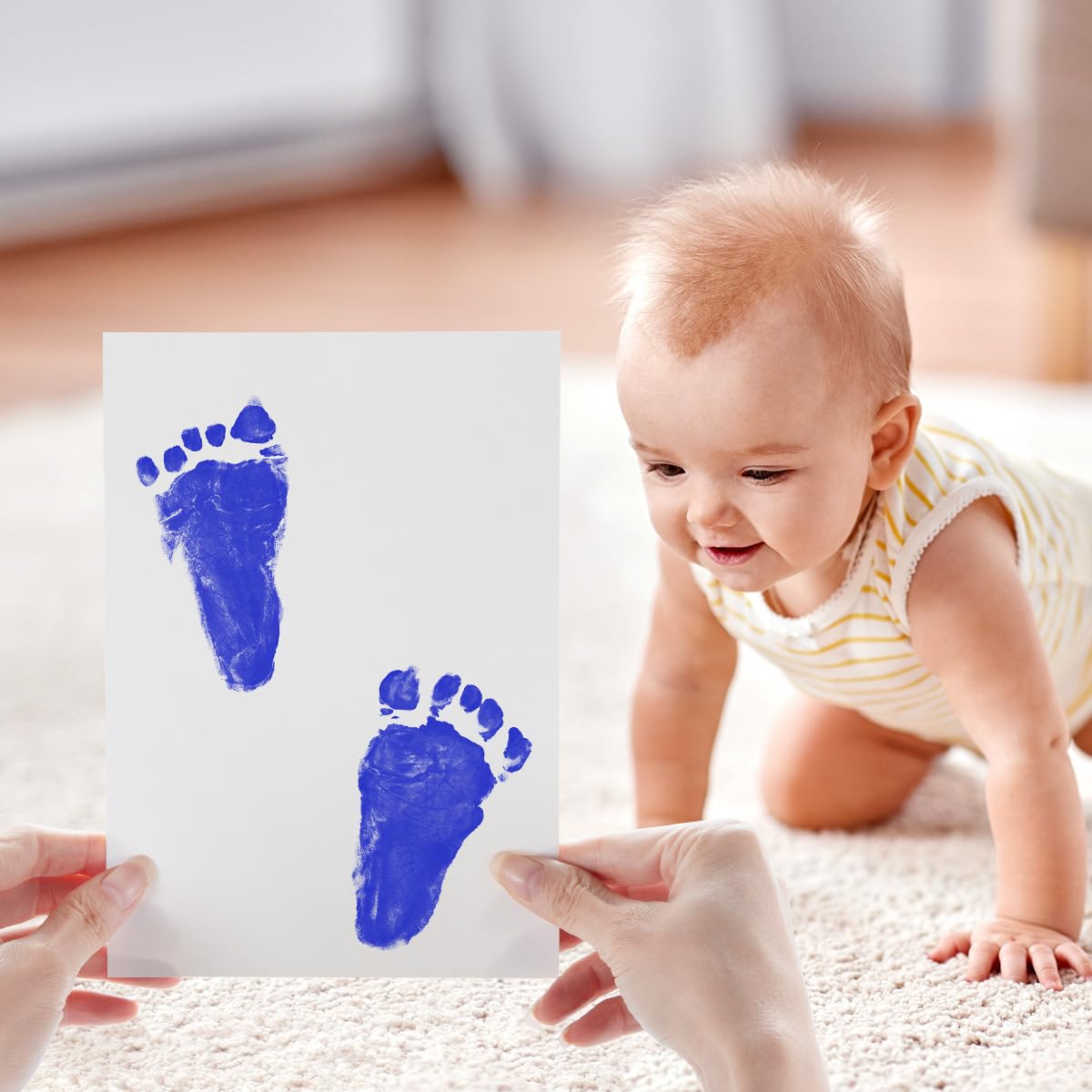 2 PCS Inkless Baby Handprint Footprint Kit with Wiping Pad Blue