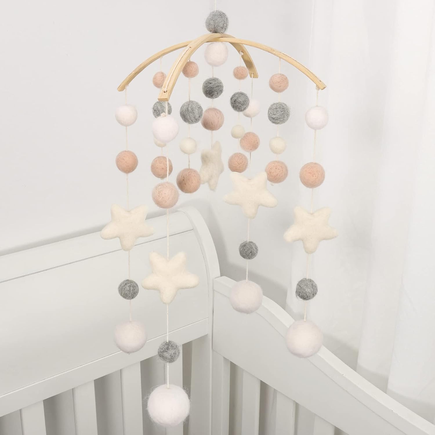 Boho Baby Mobile - Gender Neutral - Felt Ball Decor