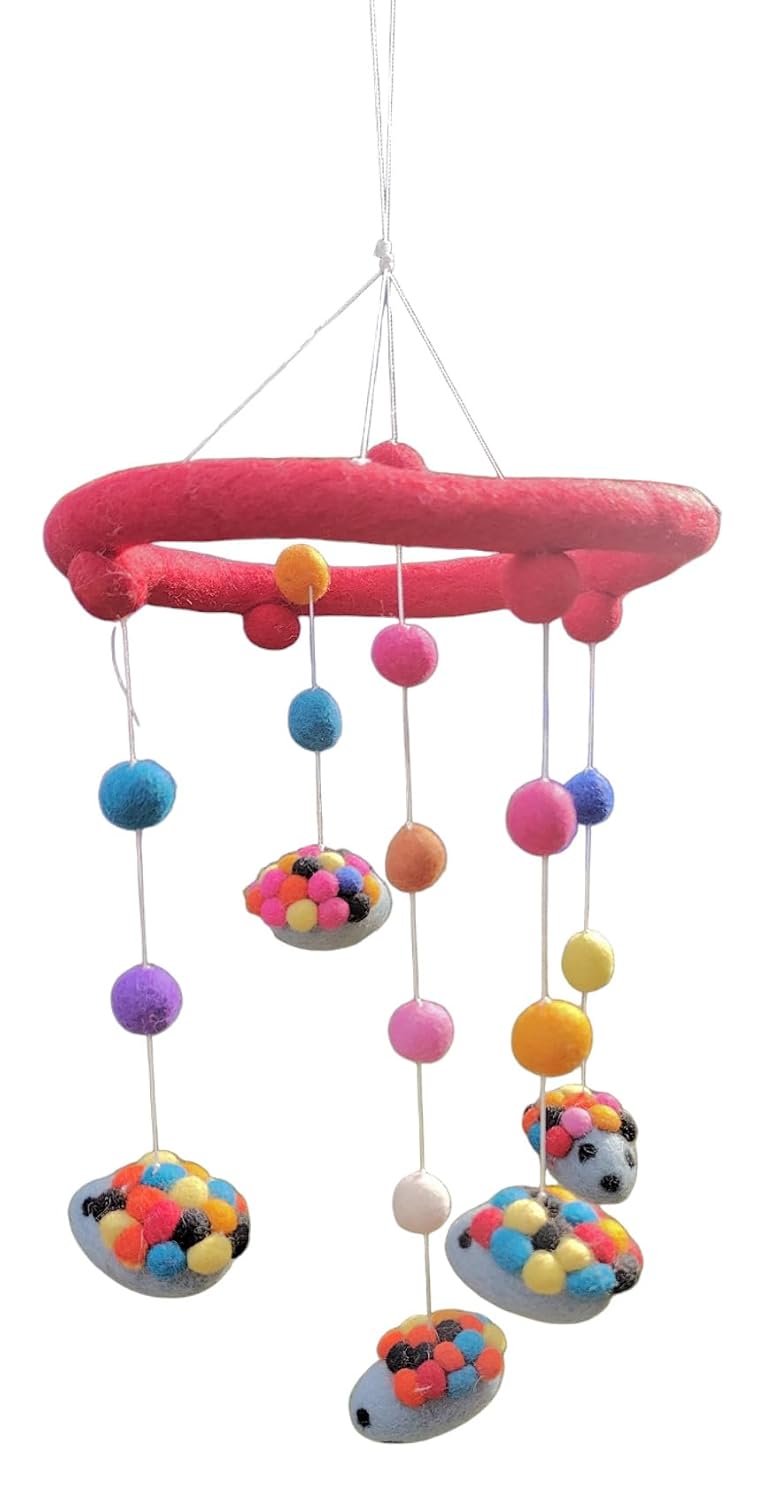 Handmade Felt Hedgehog Animal Mobile for Nursery Decor