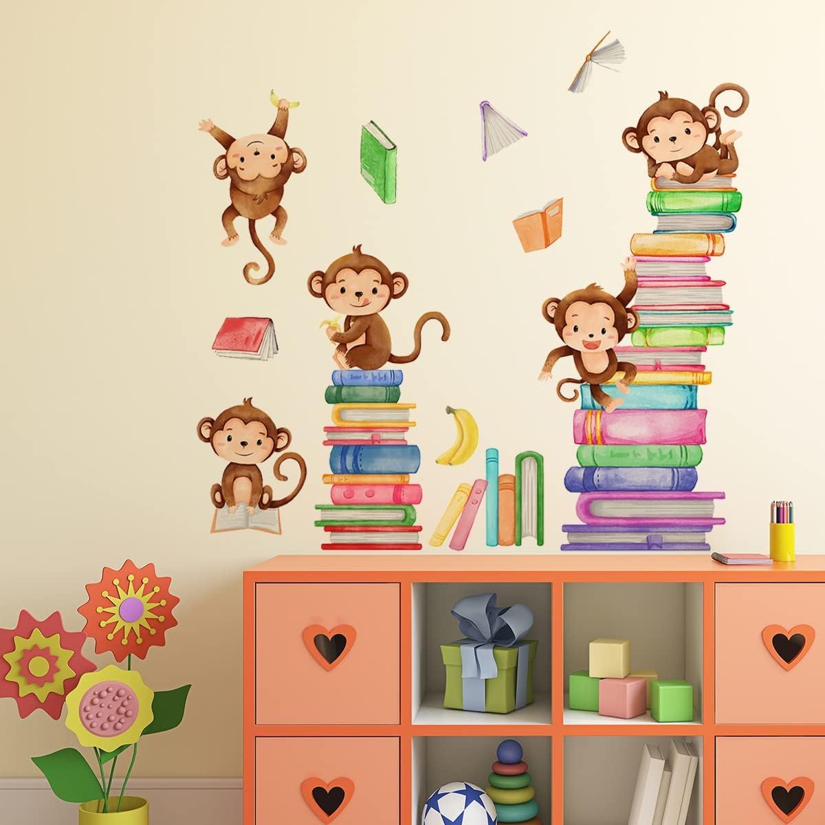 Monkey Wall Decals for Baby Nursery Bedroom Classroom Decor