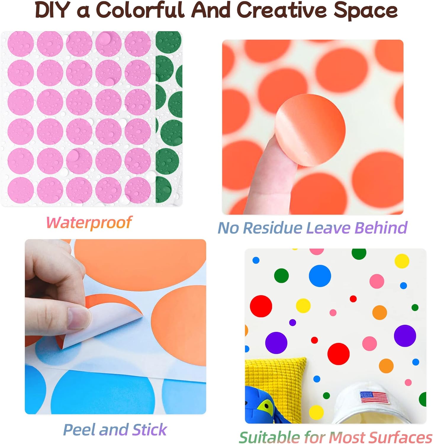 Colorful Polka Dot Wall Decals for Kids Room Decor