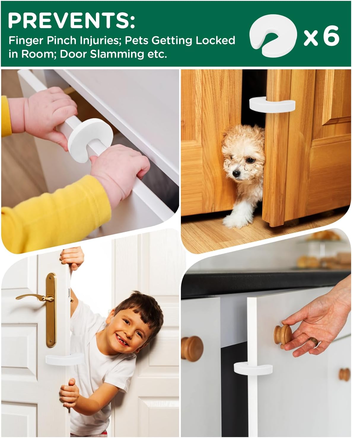 Pack of 6 Door Pinch Guards Child Proof Door Stopper Prevents Fingers Injury Safe for Baby Pets