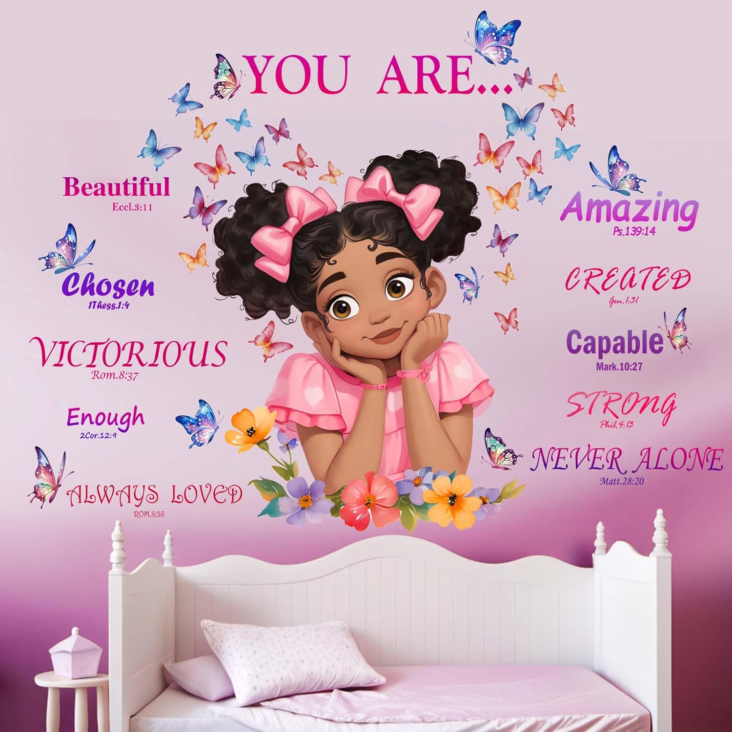 Amimagen African American Butterfly Wall Stickers for Kids