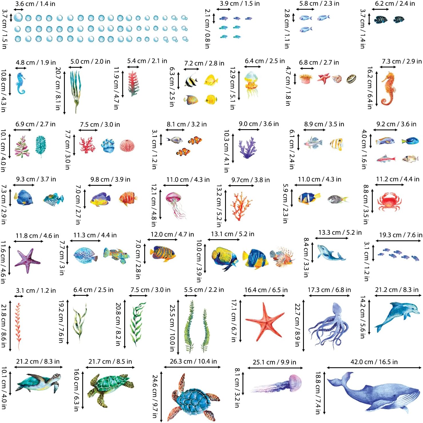 Under The Sea Wall Decals 128 Pieces Ocean Fish Stickers