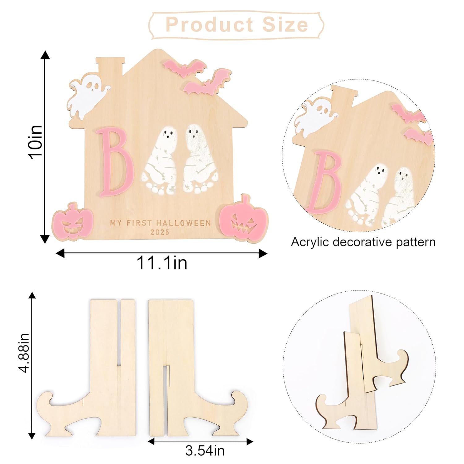 Halloween Footprint Art Sign My Little Boo Pink