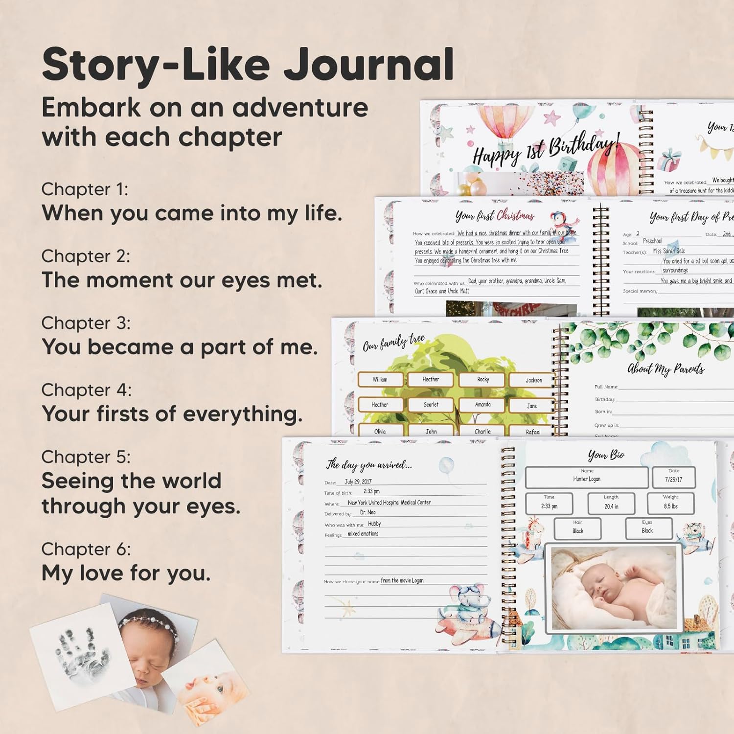KeaBabies Inkless Hand and Footprint Kit with Memory Book