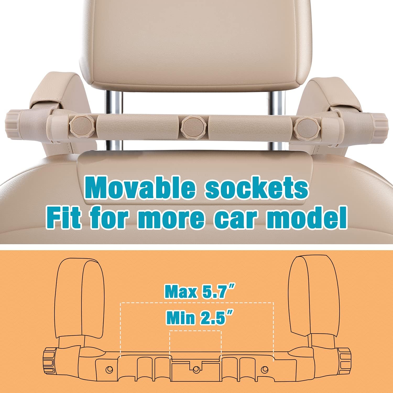 Car Seat Headrest Pillow 360 Adjustable for Adults and Kids - Beige