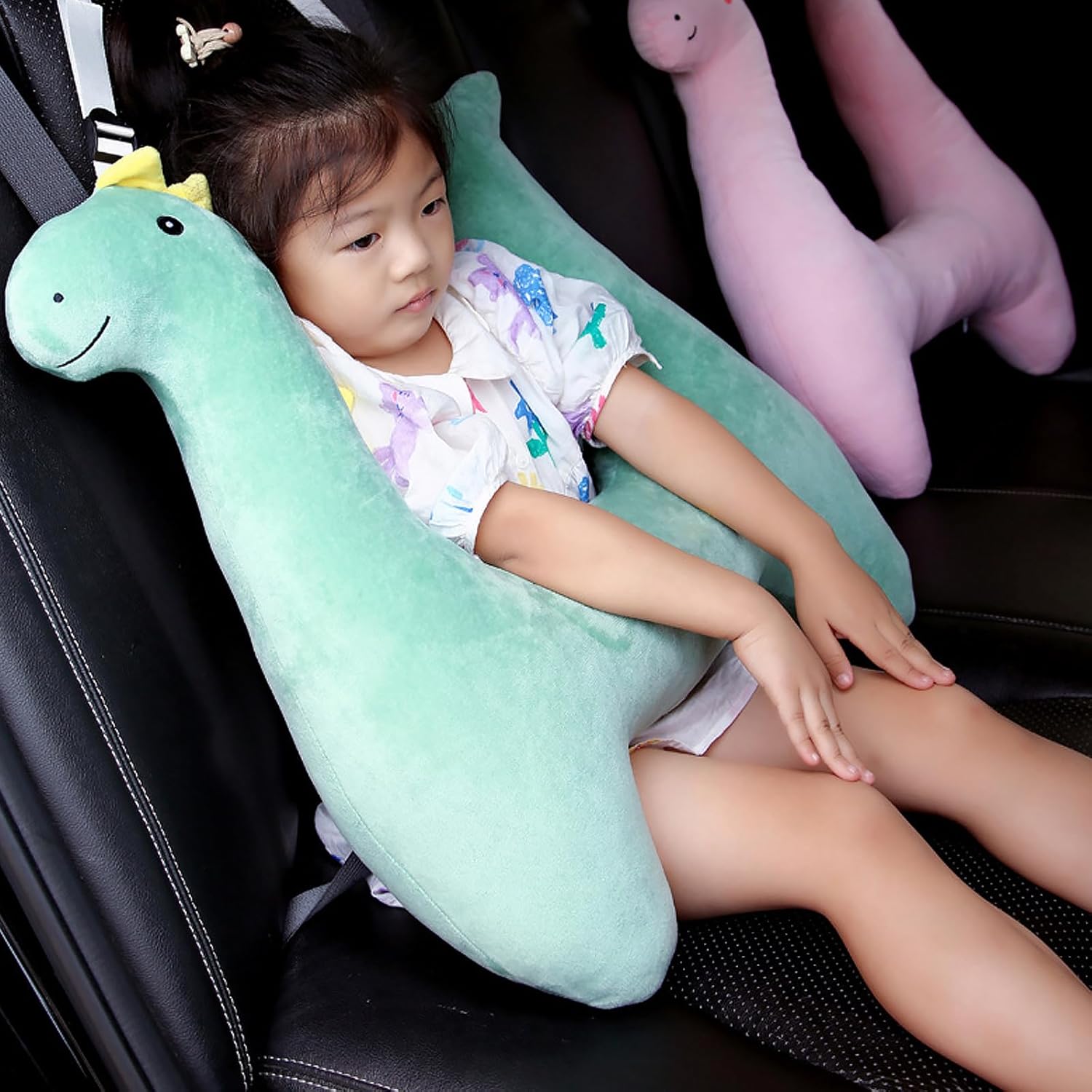Dino Kids Car Sleeping Pillow H-Shape Head Support for Travel