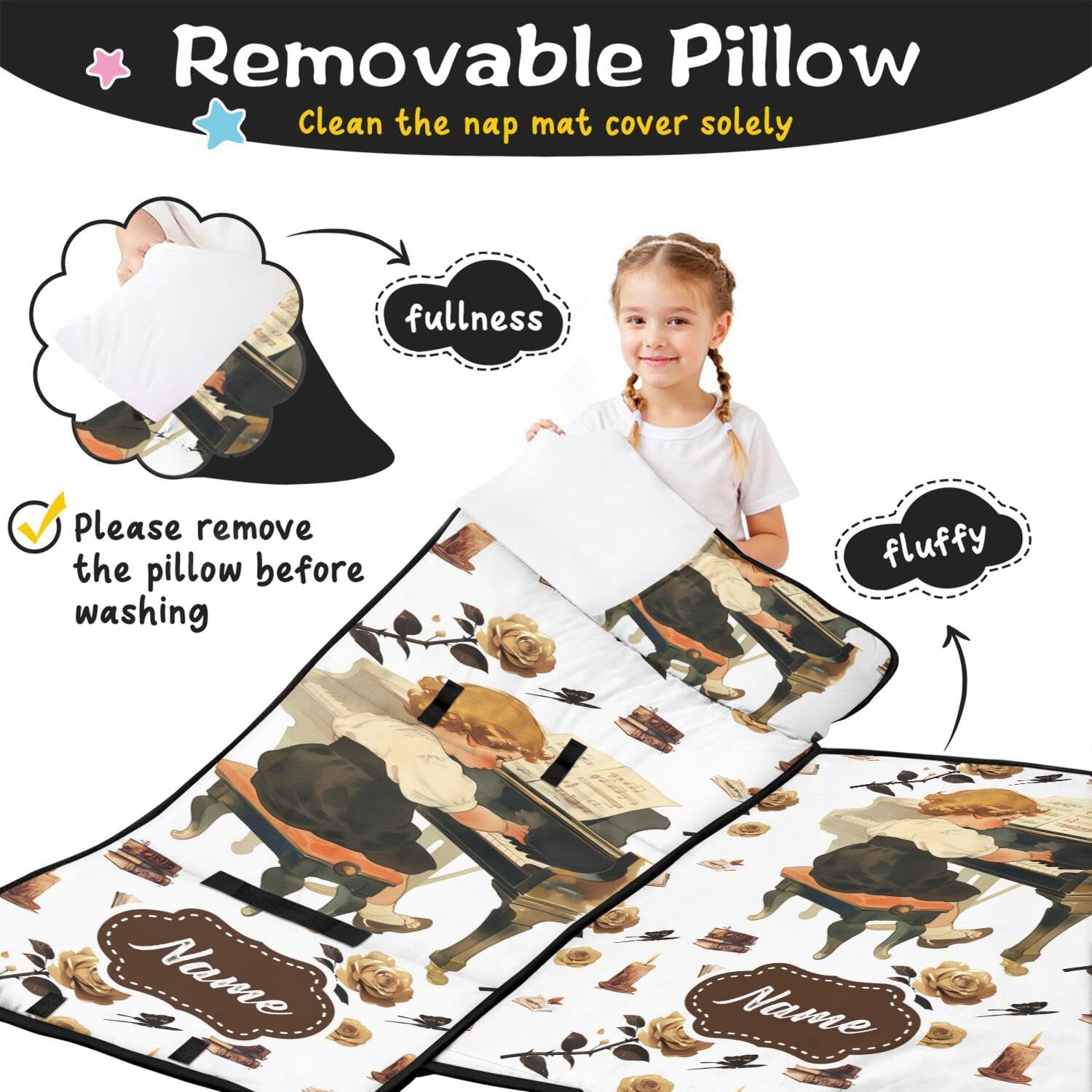 Personalized Toddler Nap Mat with Custom Name and Animal Prints