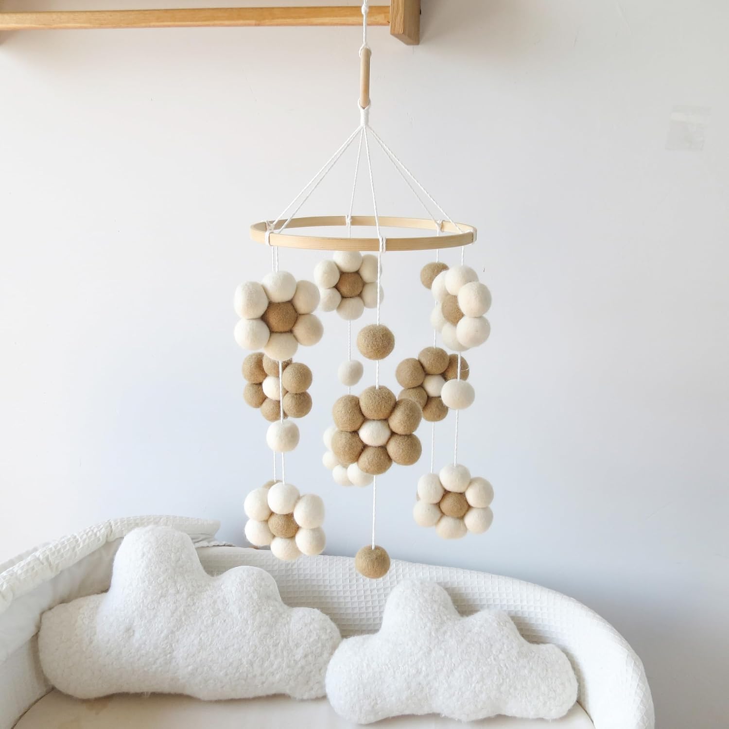 GOUKURLSMA Neutral Daisy Crib Mobile for Babies