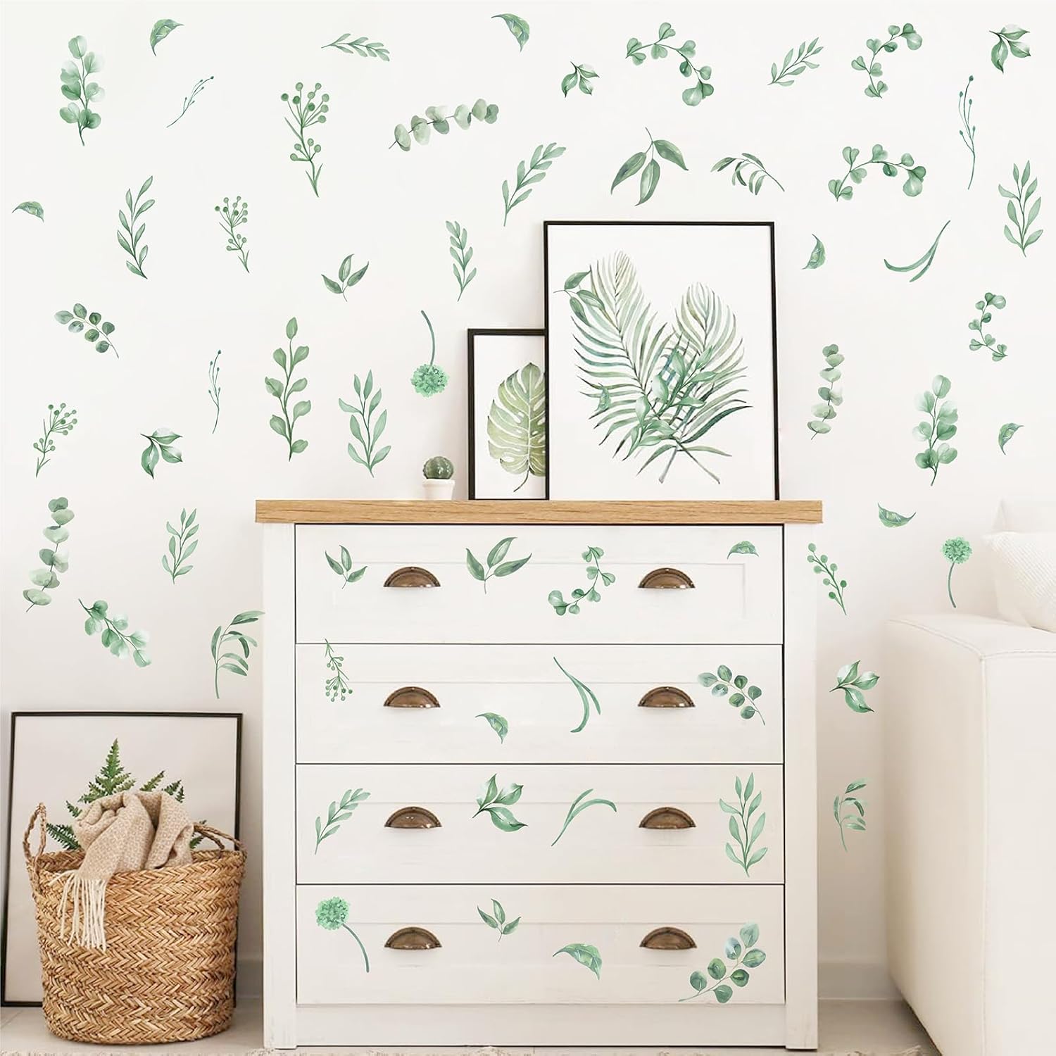 Barri Design Green Leaves Wall Stickers Boho Decor