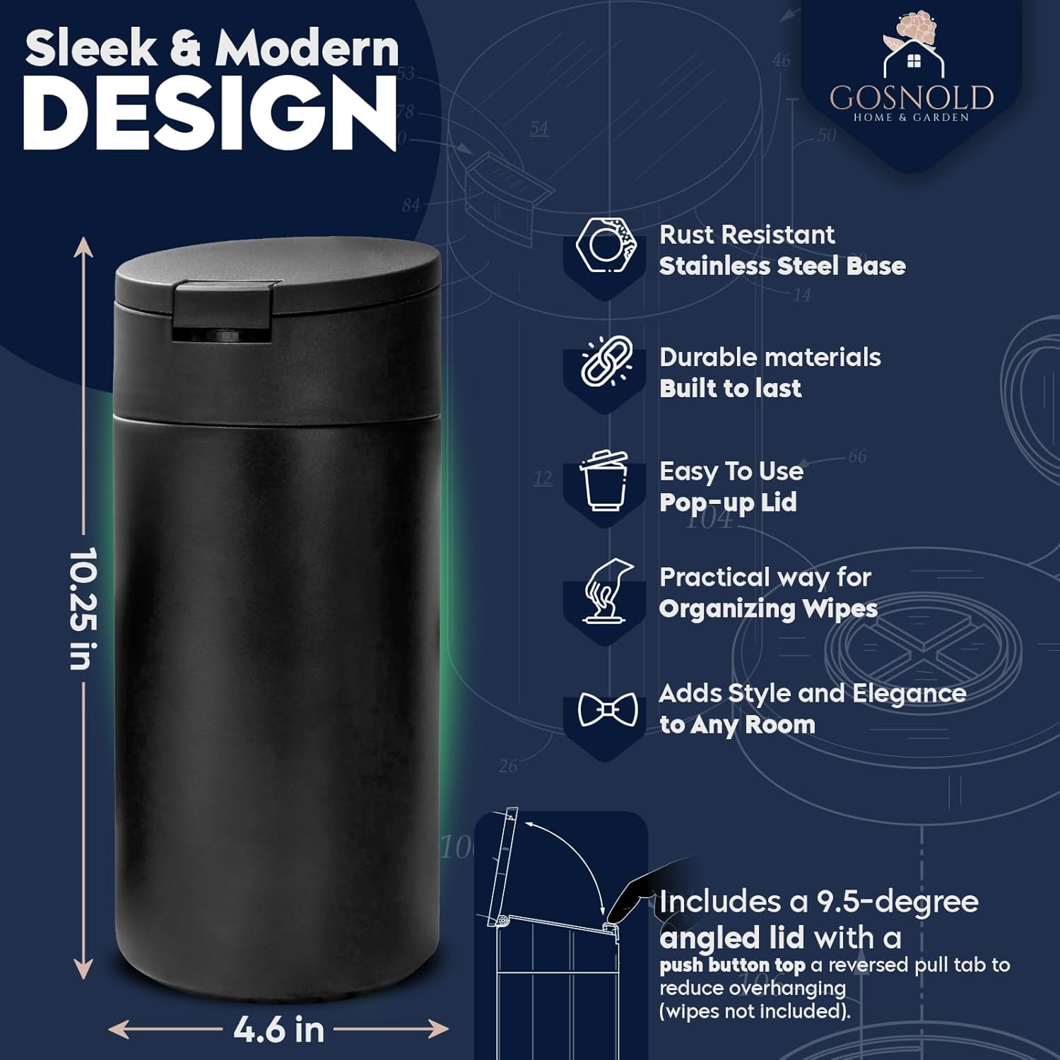 Extra Large Refillable Disinfecting Wipes Dispenser Black