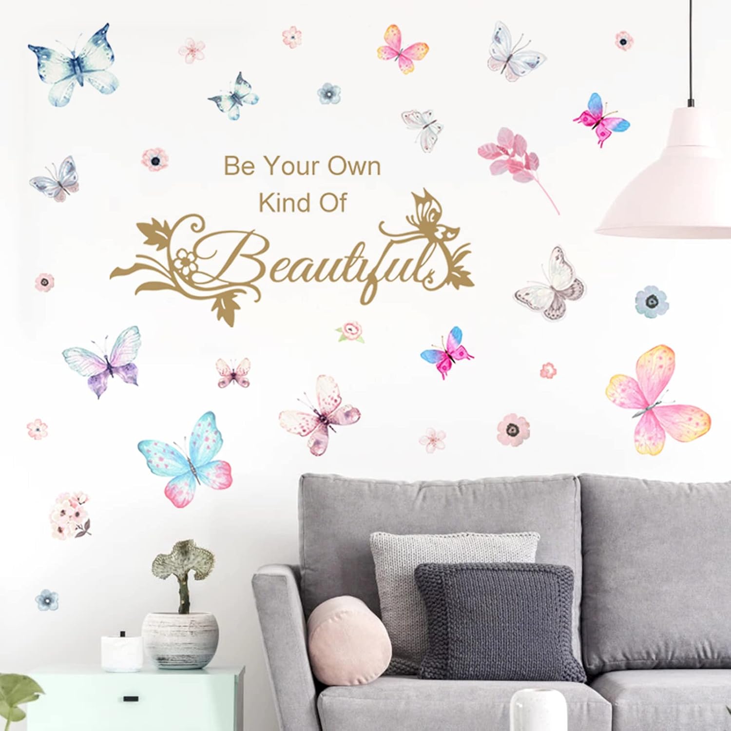 Colorful Butterflies Wall Sticker with Inspiring Quotes